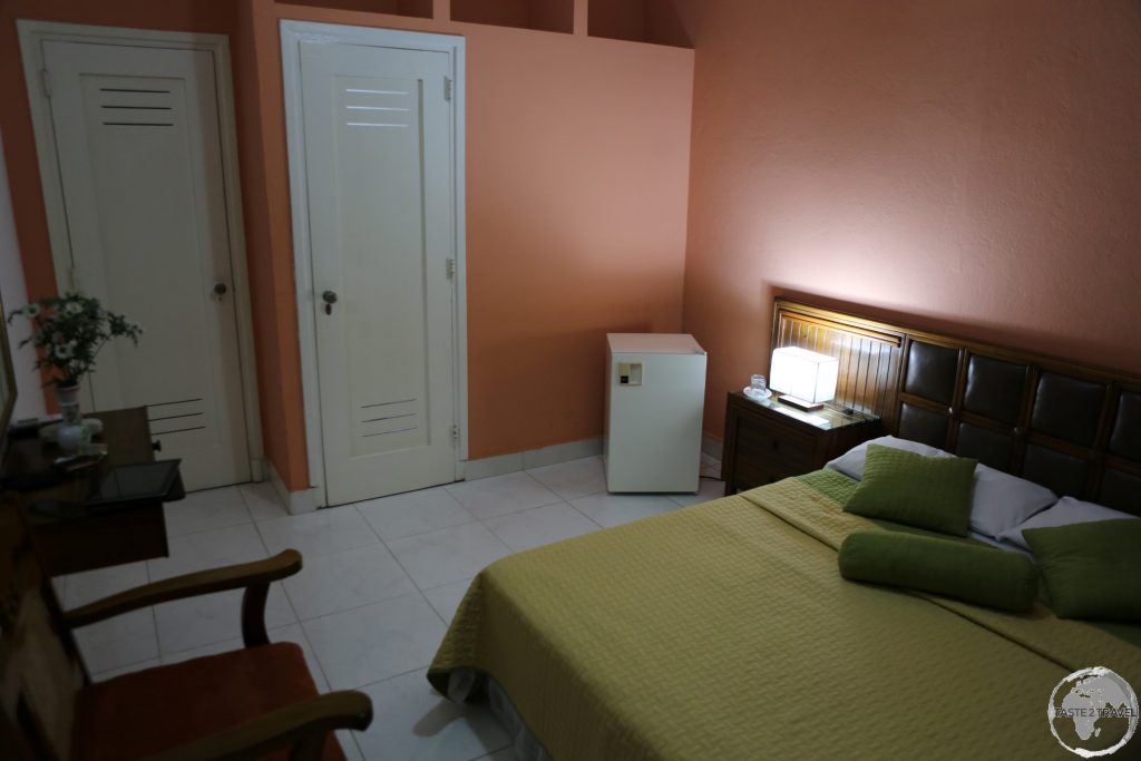 My comfortable room at Casa Guevara Alba B&B in Havana.