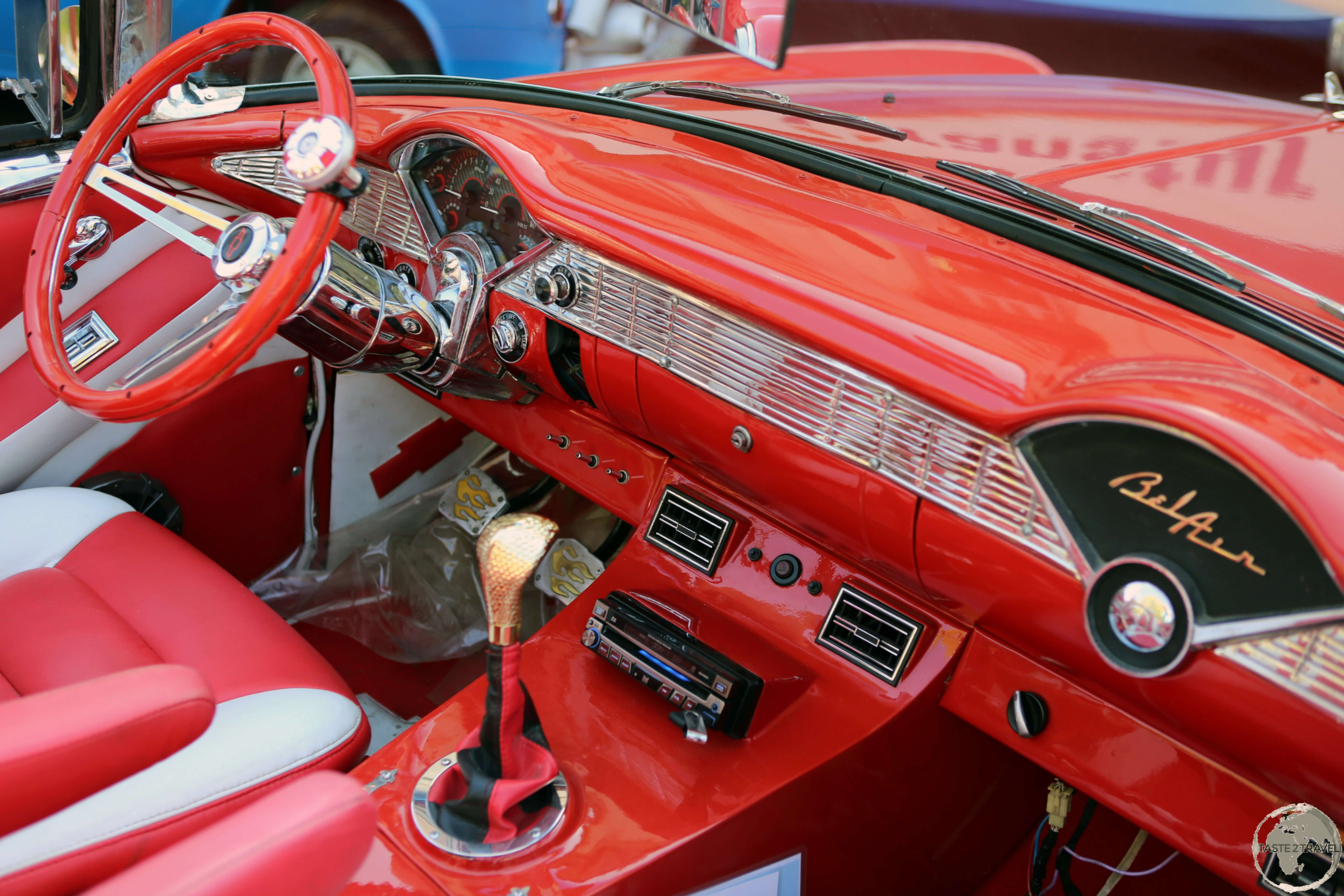 An immaculately maintained Bel-Air classic-car taxi in Havana.