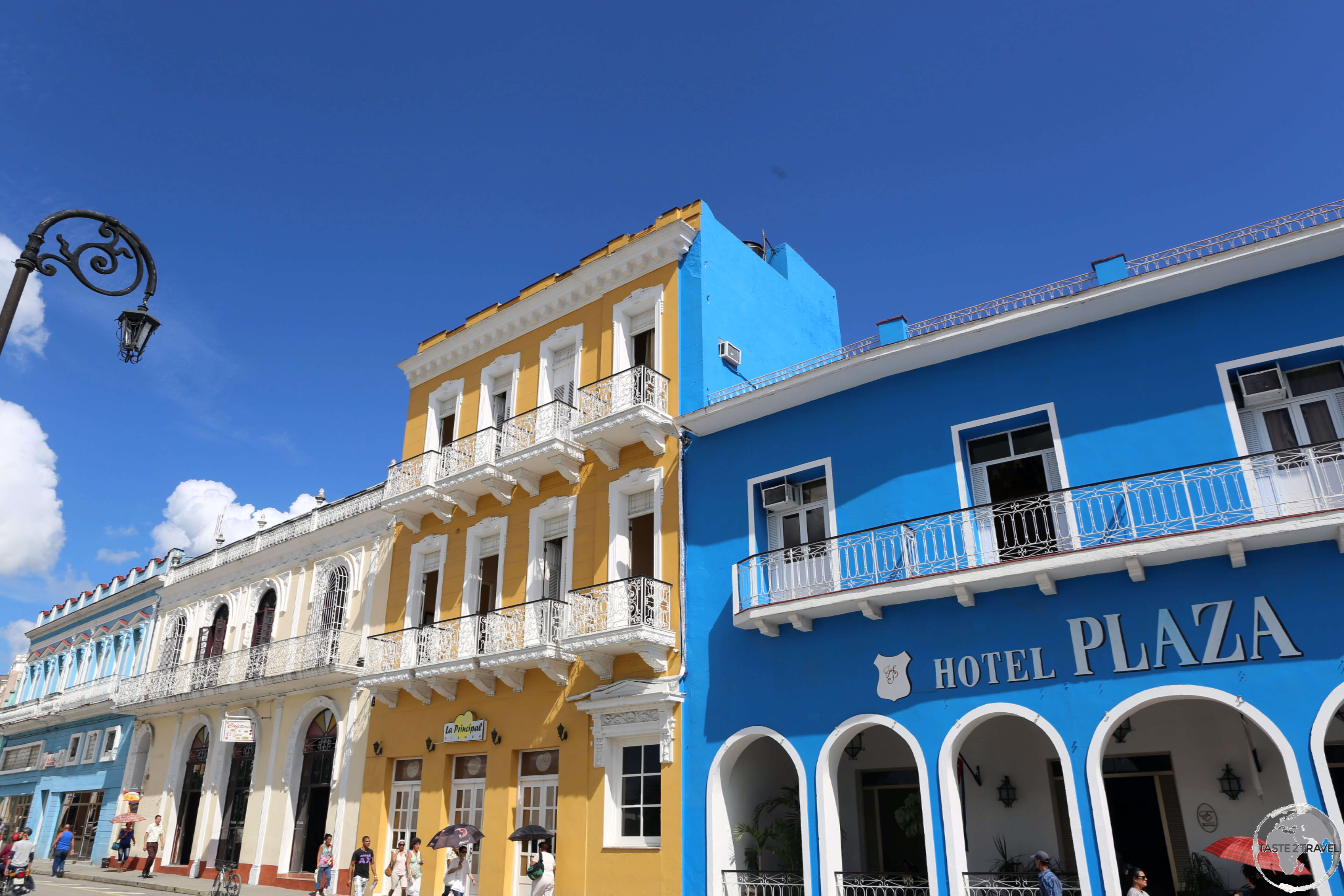 Parque Serafin Sanchez, the main square of Sancti Spíritus, is lined with beautiful Spanish, colonial-era, buildings.