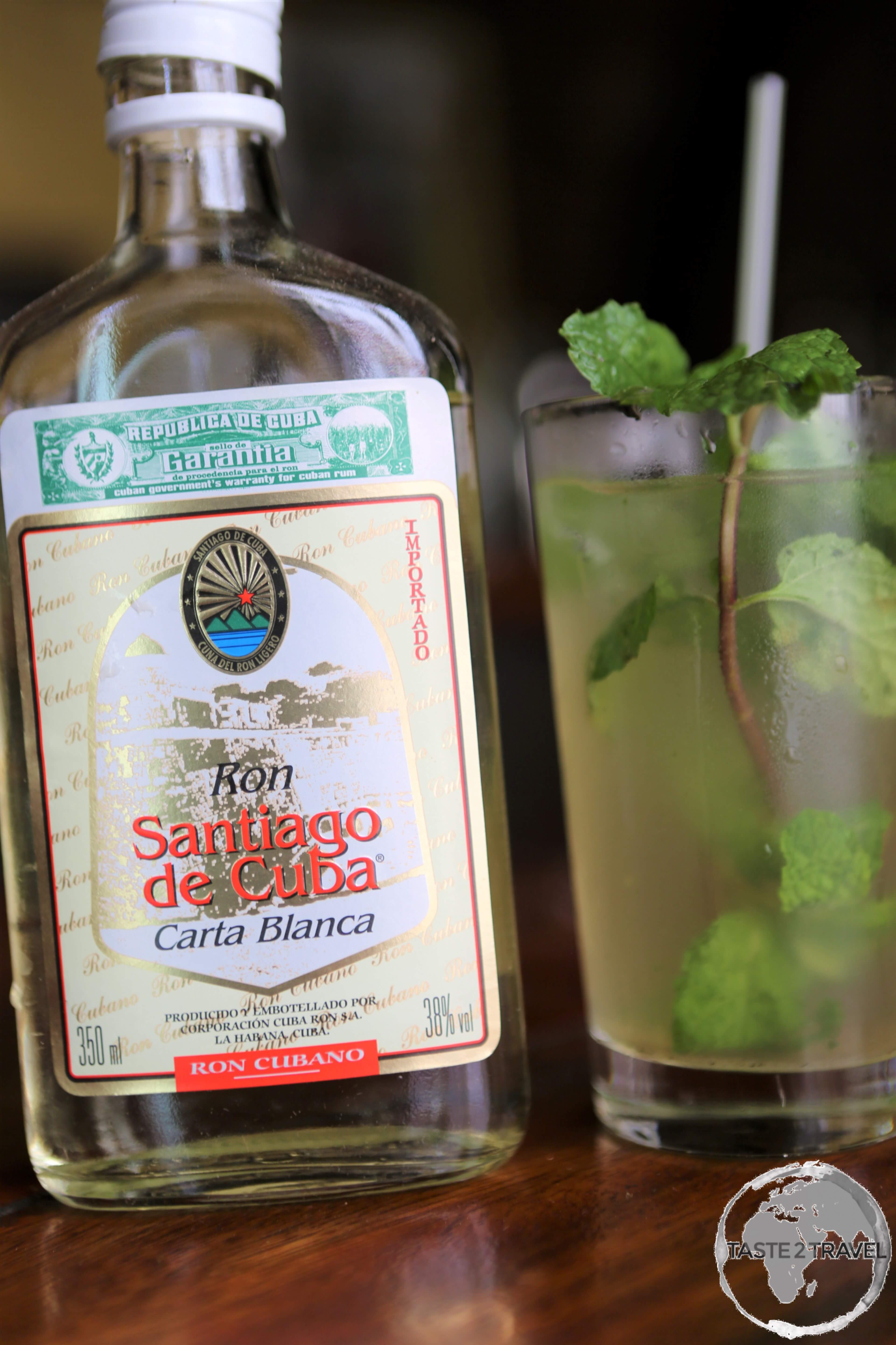 The national cocktail of Cuba, the Mojito, served at the Bacardi Rum museum in Santiago de Cuba.