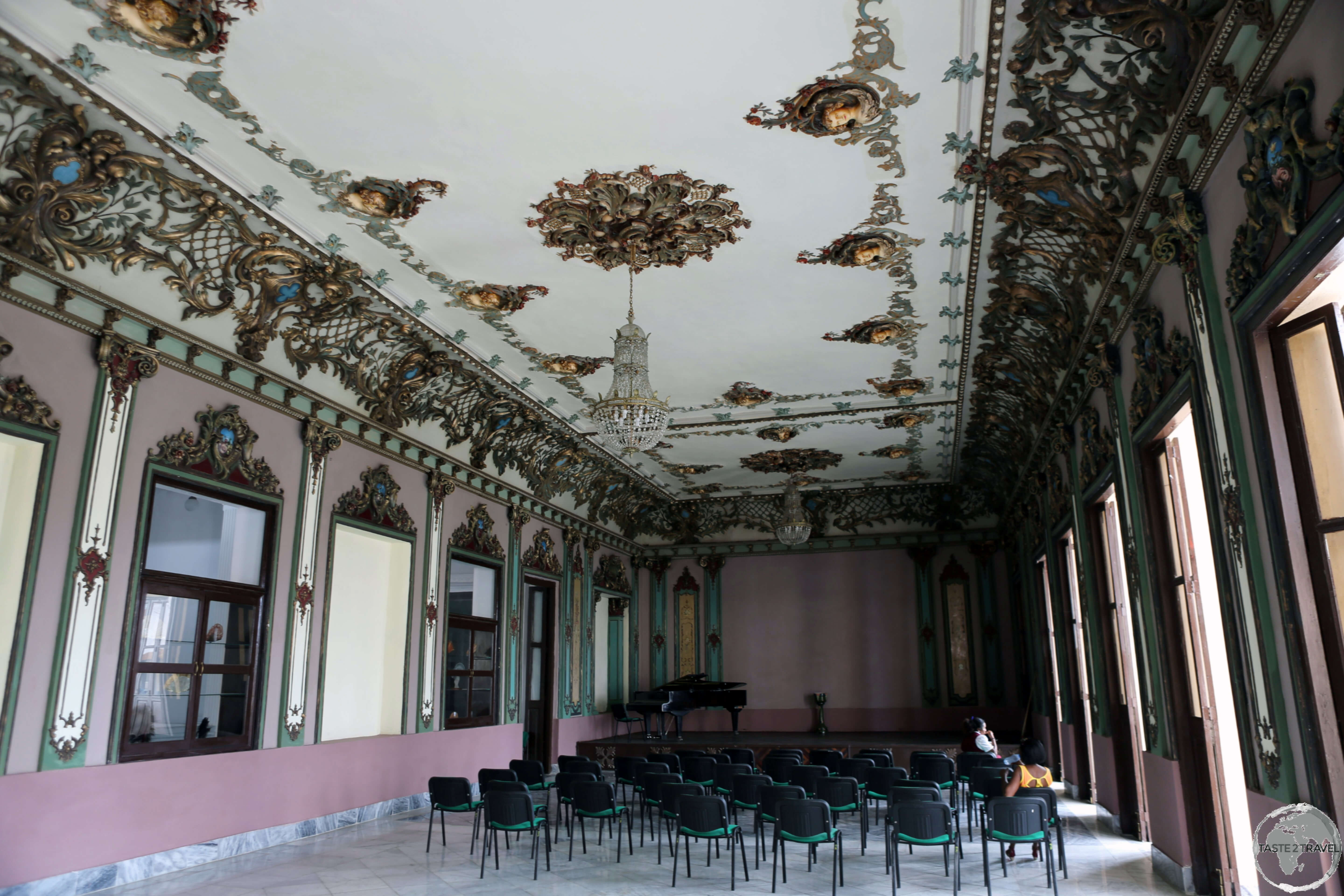 The ornate <i>Esteban Salas Concert Hall</i> at the Municipal Culture House in Santiago de Cuba.