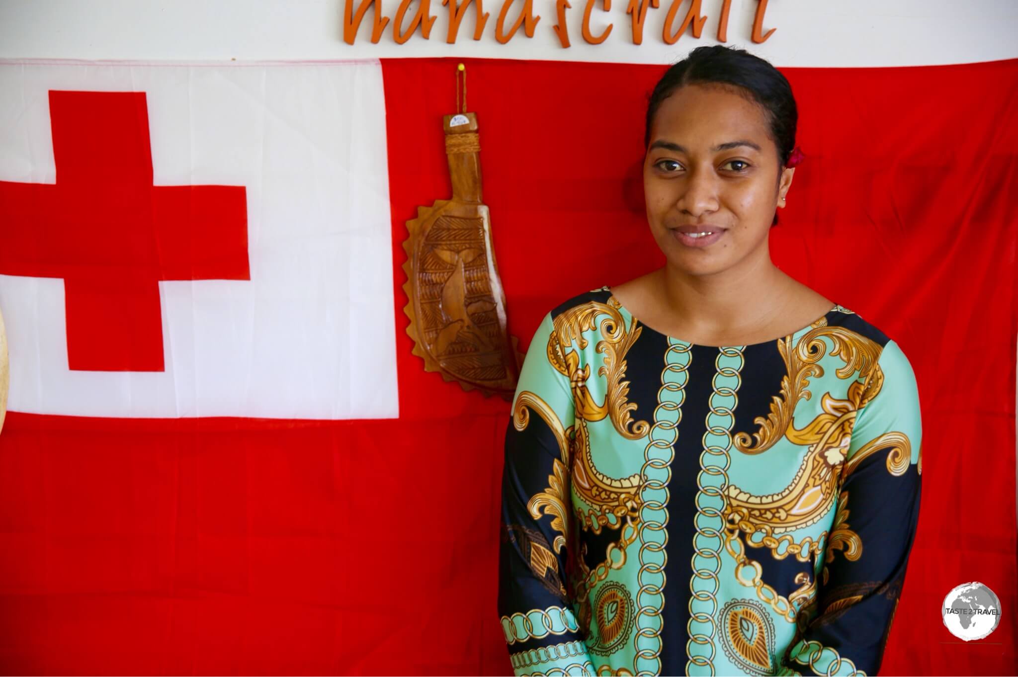 Salote - the helpful attendant at Langafonua women's co-operative in Nuku'alofa