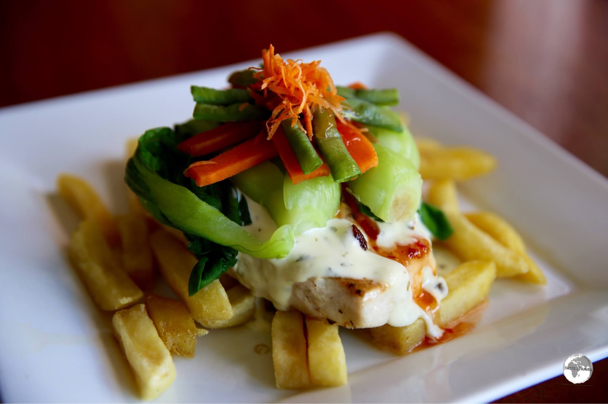 A very tasty Swordfish steak for lunch at Escape café.