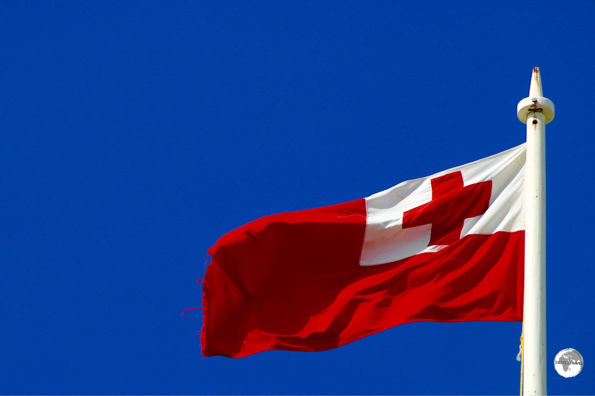 The Tongan flag flying in Nuku'alofa.