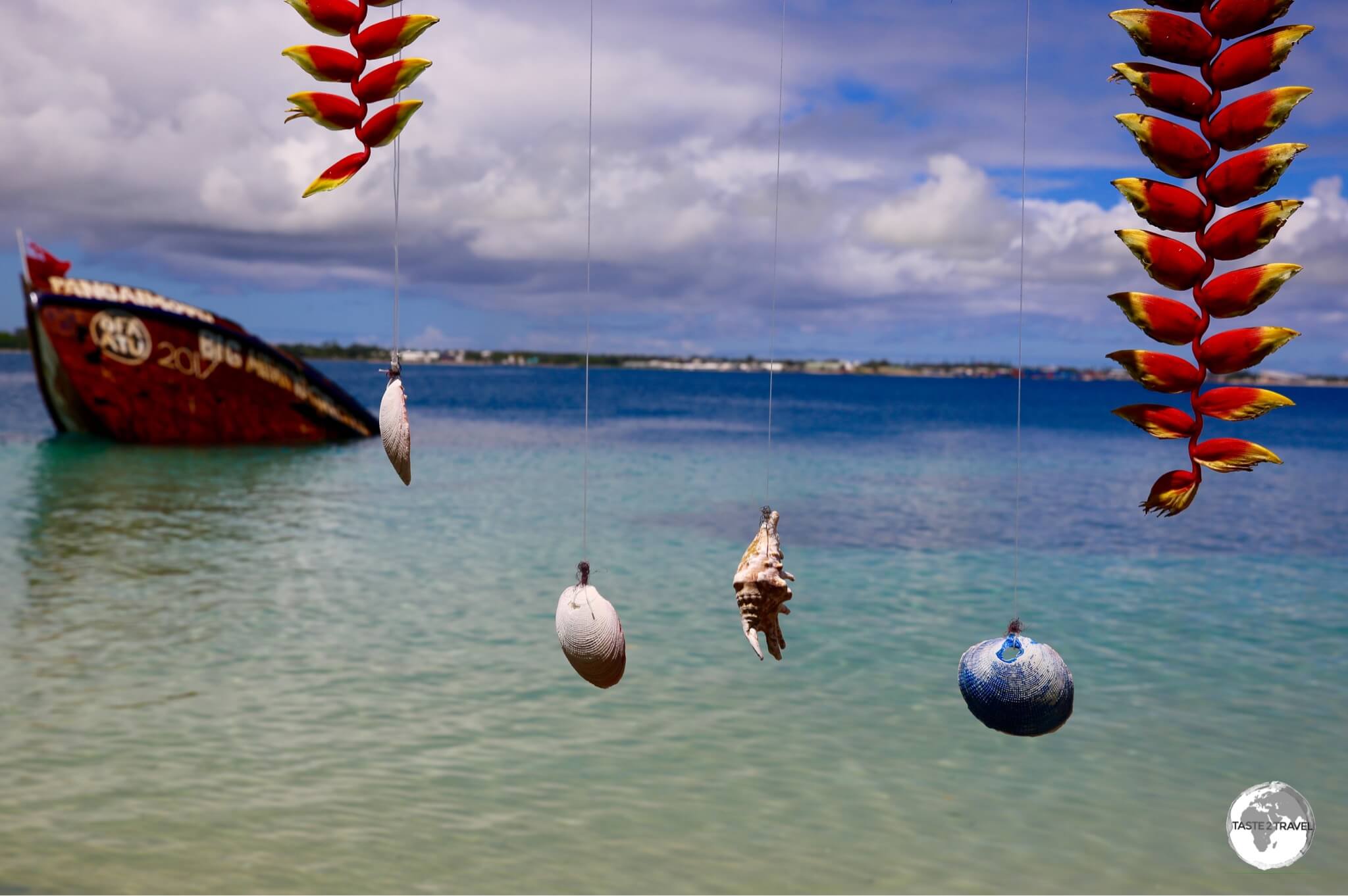 The view from the deck at Mama's bar on Pangaimotu Island.