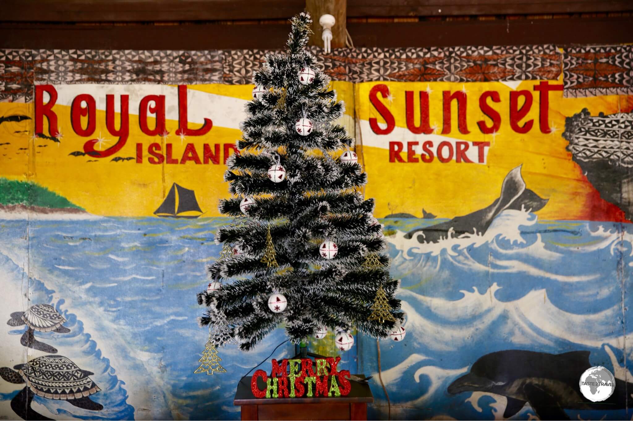 Christmas tree at the Royal Sunset Island resort on 'Atata Island.