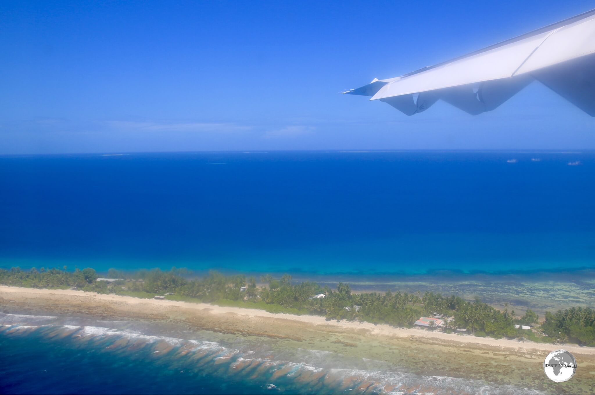 The view of Funafuti, on final approach to the airport from my Fiji Airways flight.