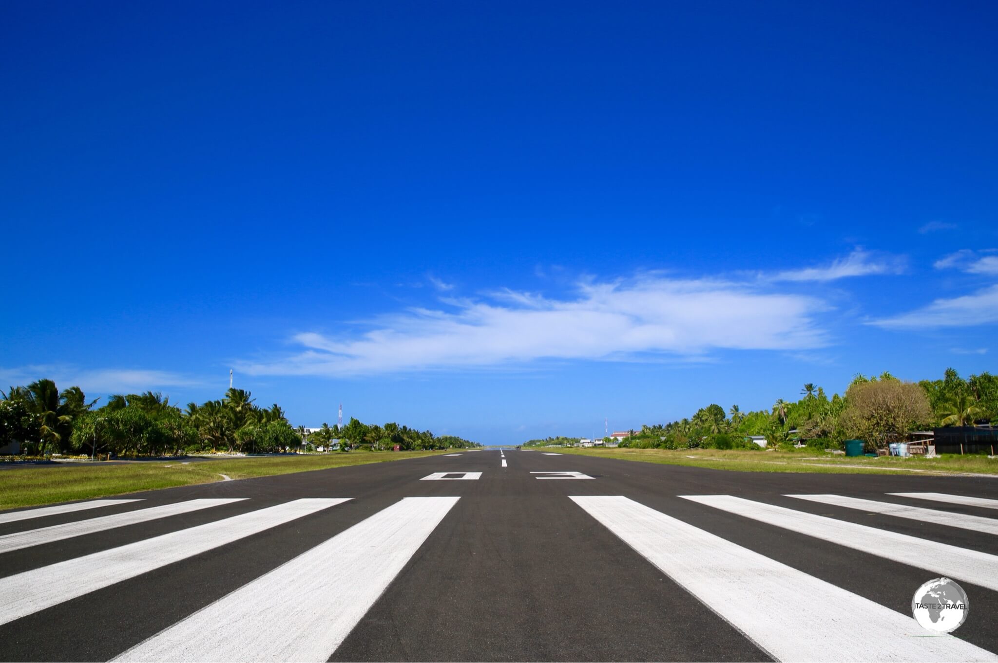 Built in WWII by US Marines, the runway at Funafuti International airport occupies the widest part of the island.