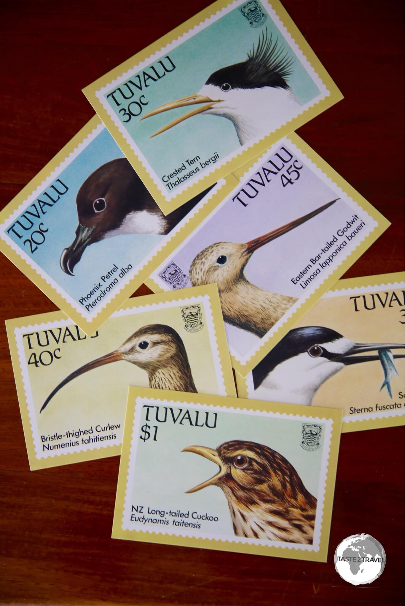 Postcards featuring Tuvalu stamps from the Post Office.