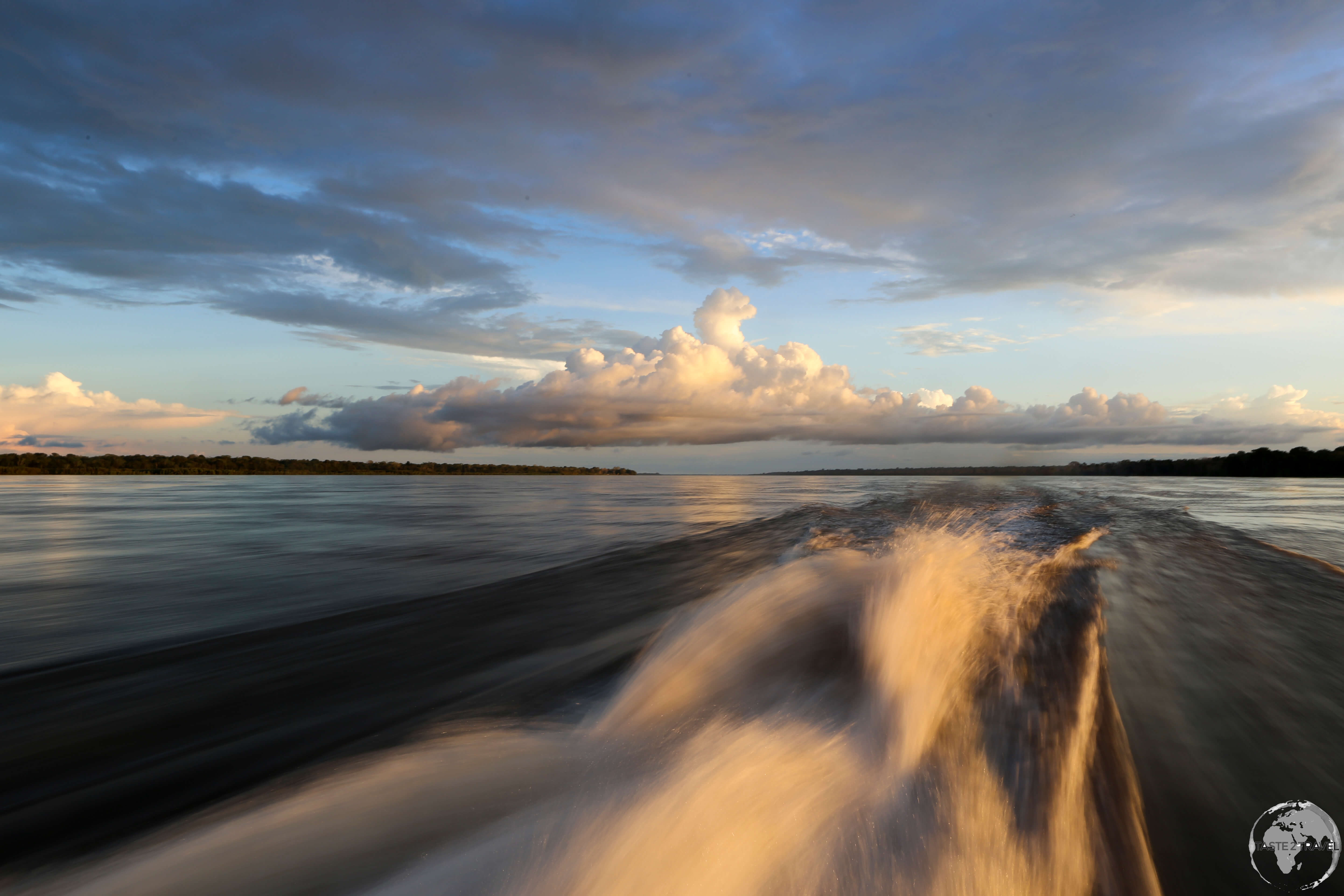 Rocketing along the Amazon river on a fast boat from Tabatinga to Manaus.