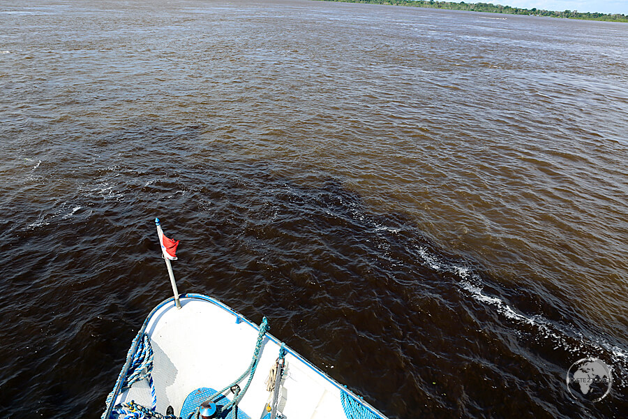 Our boat from Manaus to Santarém passing through the 'Meeting of the Waters'.