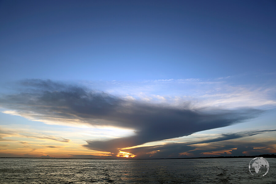 Sunset over the Amazon River.