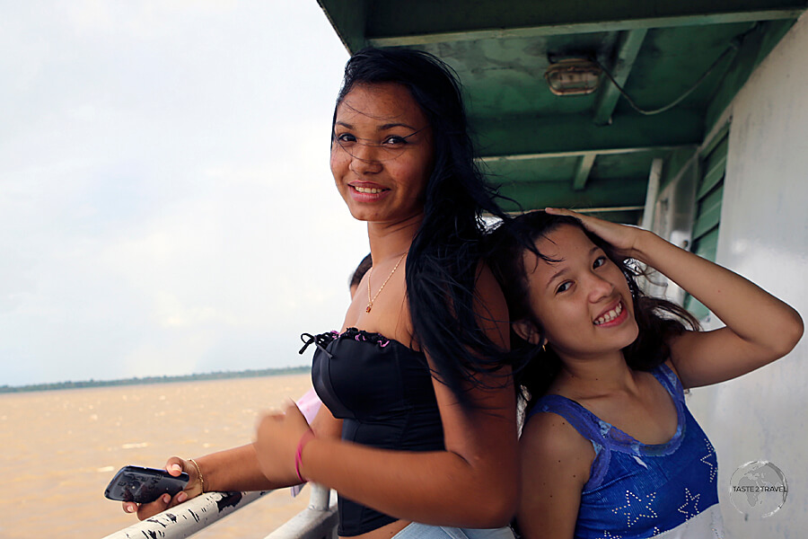 Two girls on the slow boat from Santarém to Belém.