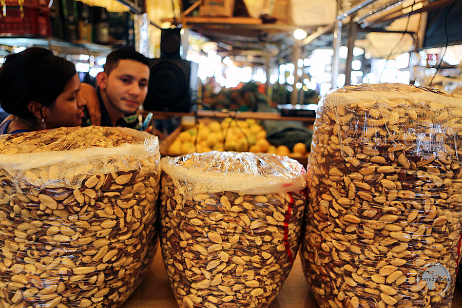 Brazil nuts on sale at the 'Ver-o-Peso' market in Belem.