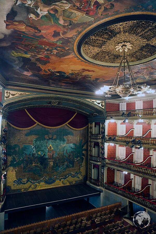 The opulent Teatro de Paz (Theatre of Peace) in Belem was built during the colonial era using proceeds from the Rubber boom.