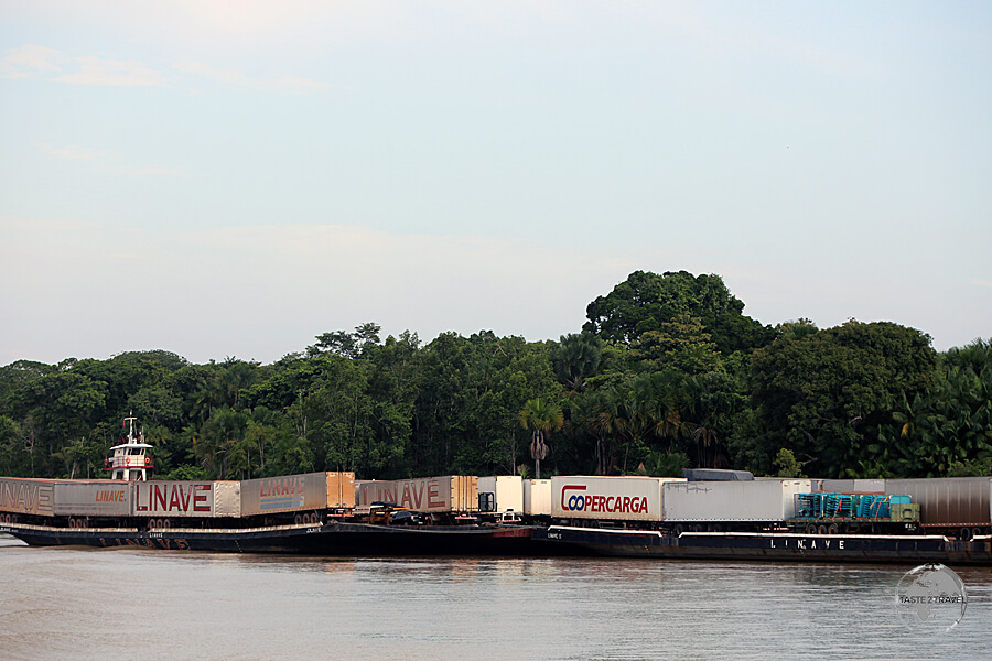 Despite government efforts to build a paved road through the Amazon Basin, the river remains the only means of transporting goods to isolated cities.