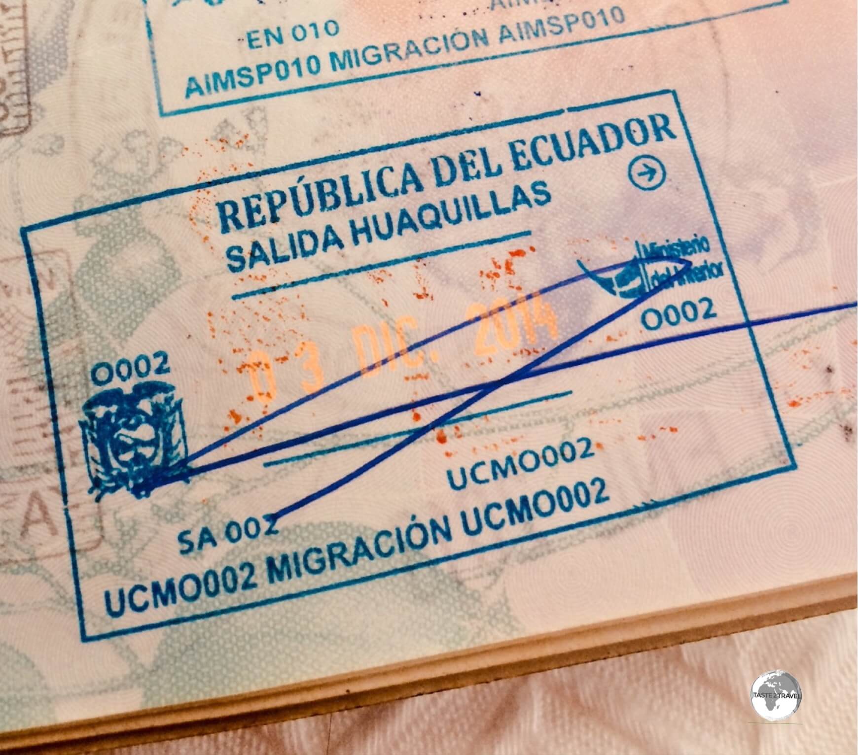 Ecuadorian Passport Stamp.