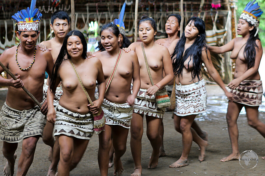 Indigenous dancers at the Yagua Indian Village.