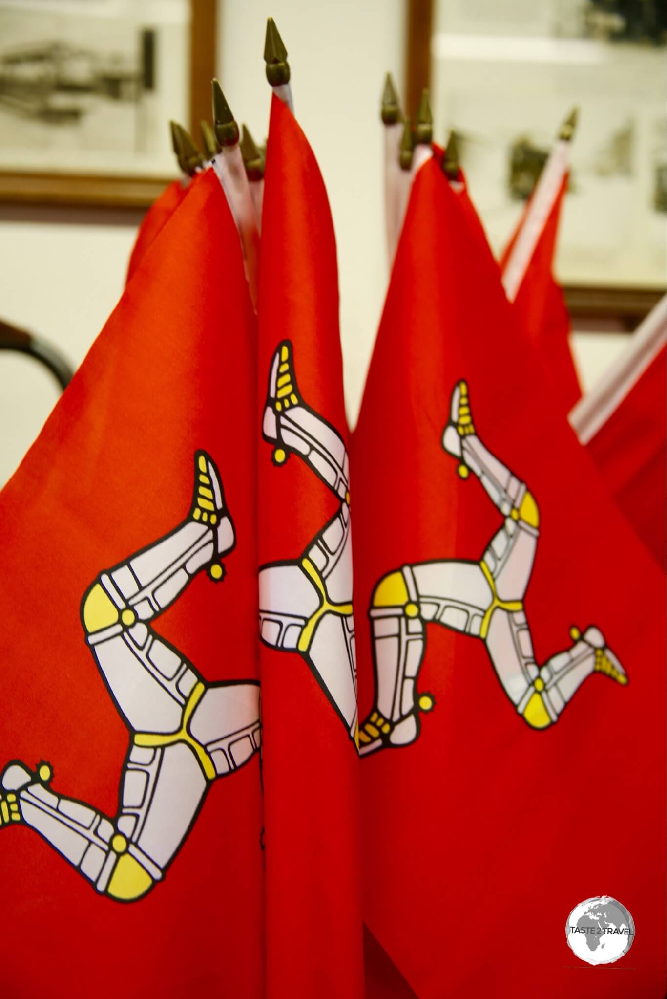 The striking flag of the Isle of Man, includes the 'Legs of Man', an ancient symbol. 