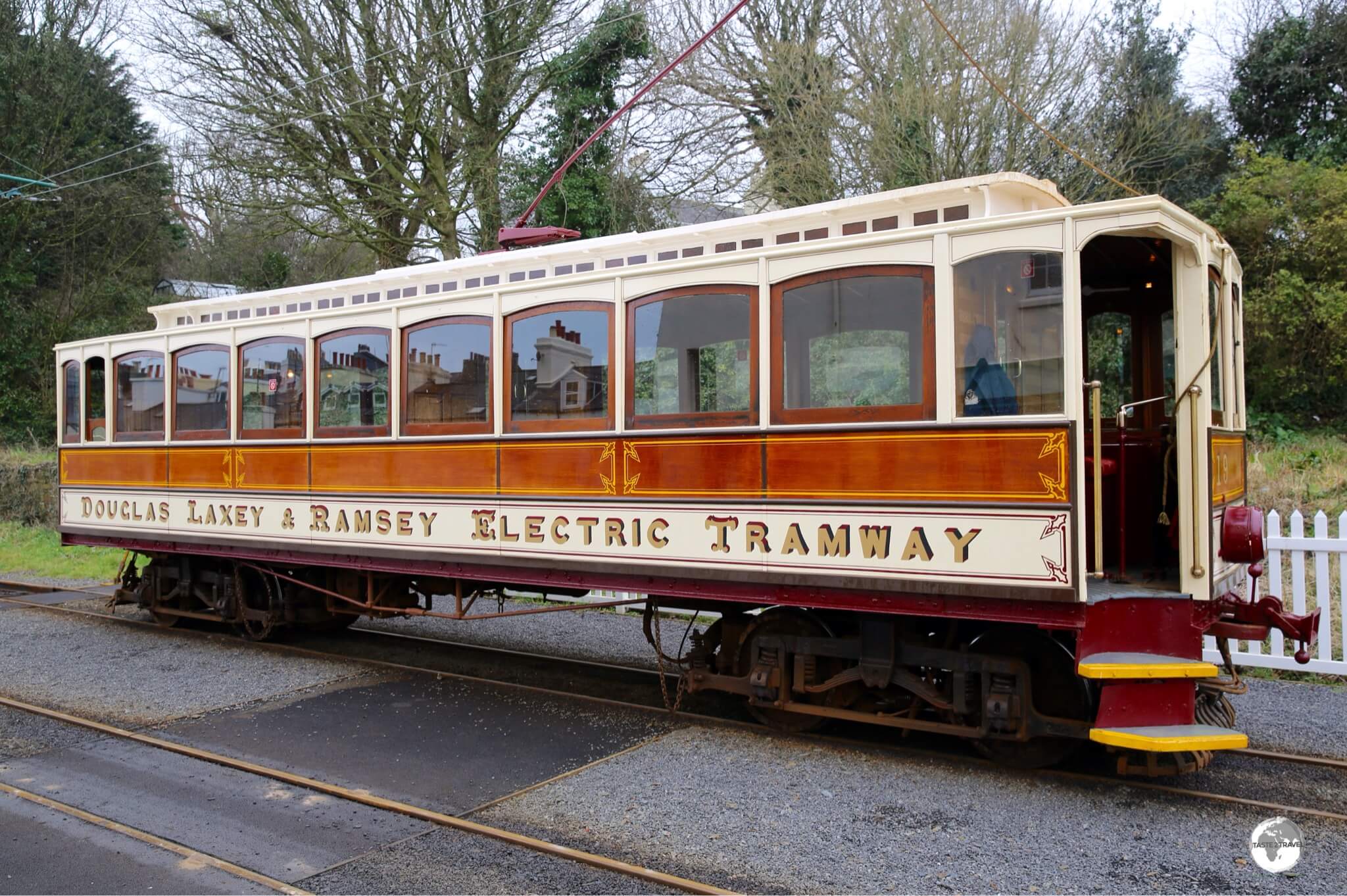 The Manx Electric railway ready to depart from Ramsay (Parsonage Road) for Douglas.