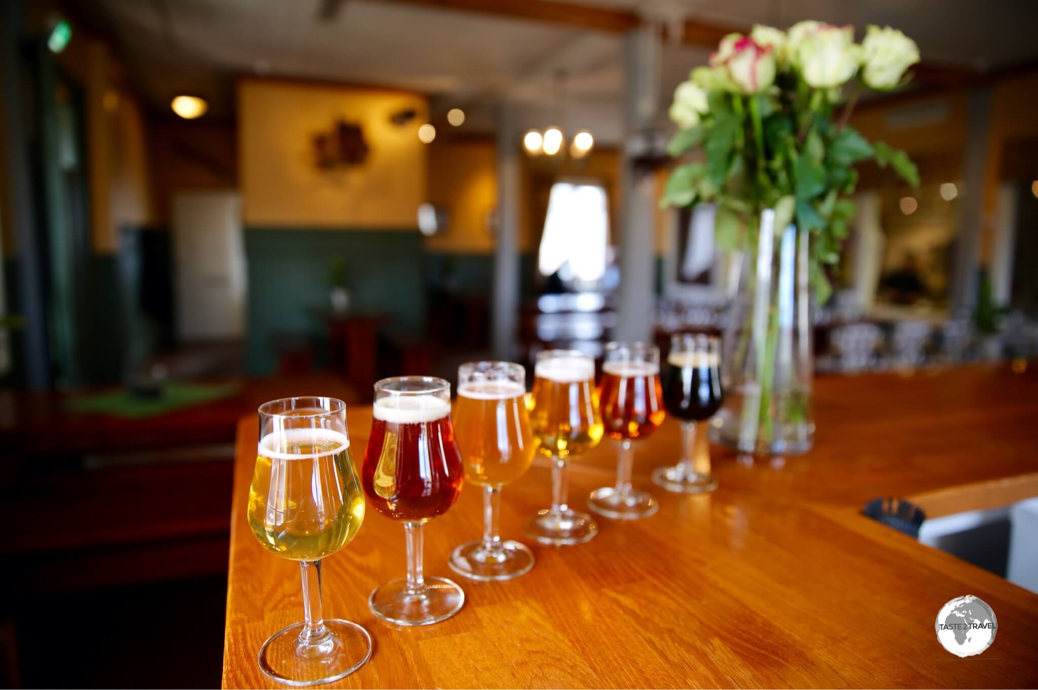 Beer tasting at the Stallhagen Brewery.