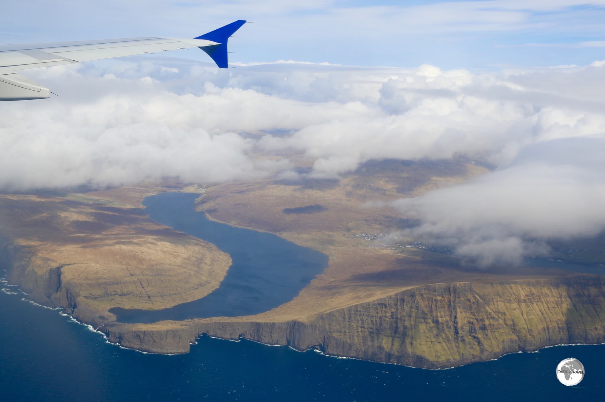 A view of the magnificent Sørvágsvatn from my SAS Airlines flight as we approach the Faroe Islands. 