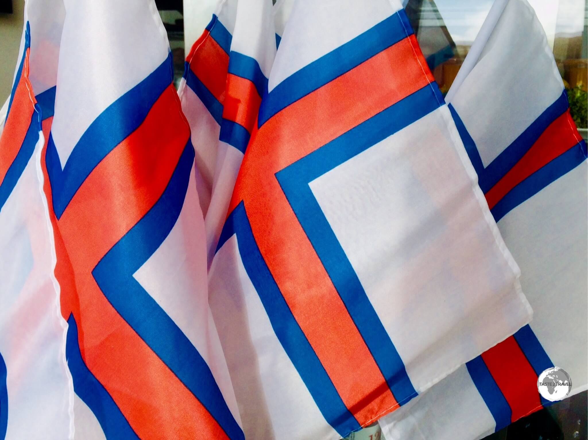 Faroe Islands flags on sale in Tórshavn.