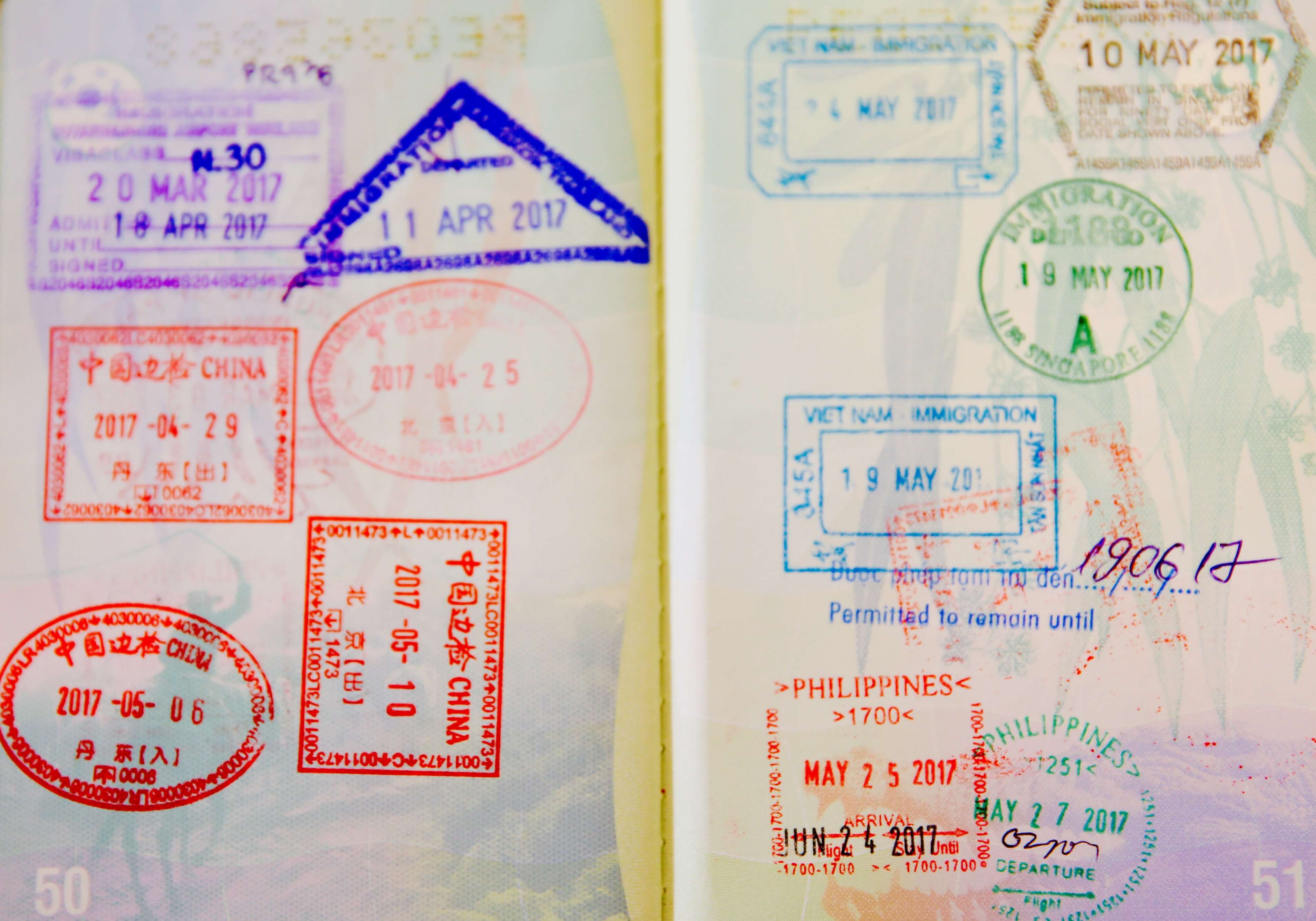 Passport stamps. 