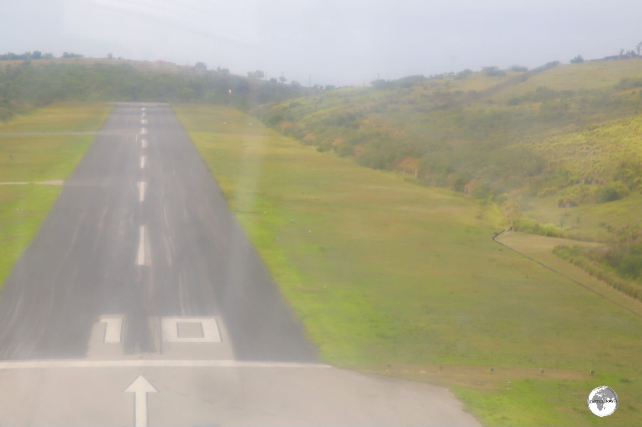 On final approach to John A Osborne airport, Montserrat.