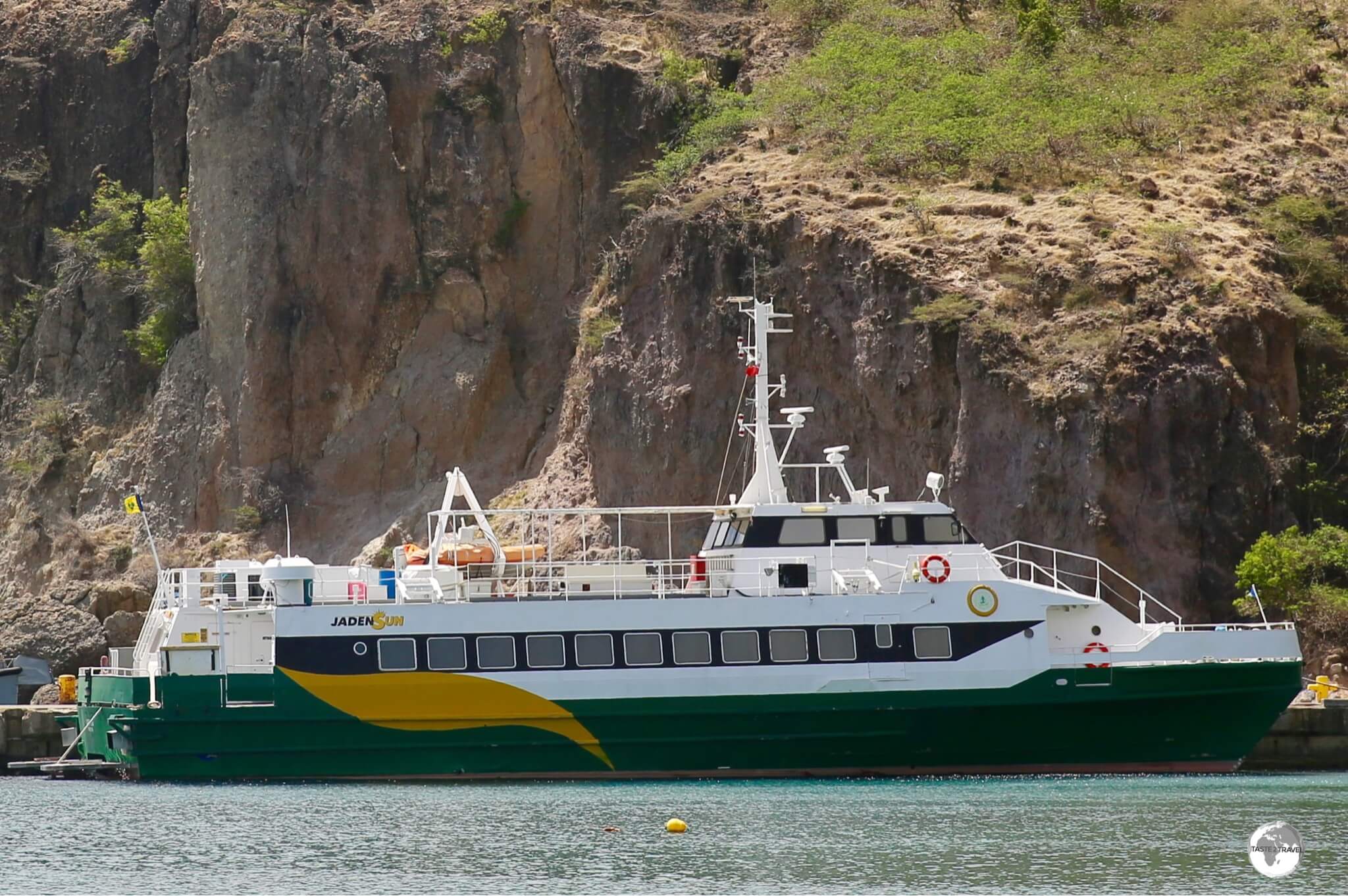 The Antigua-Montserrat ferry, Jaden Sun, docked at Little Bay.