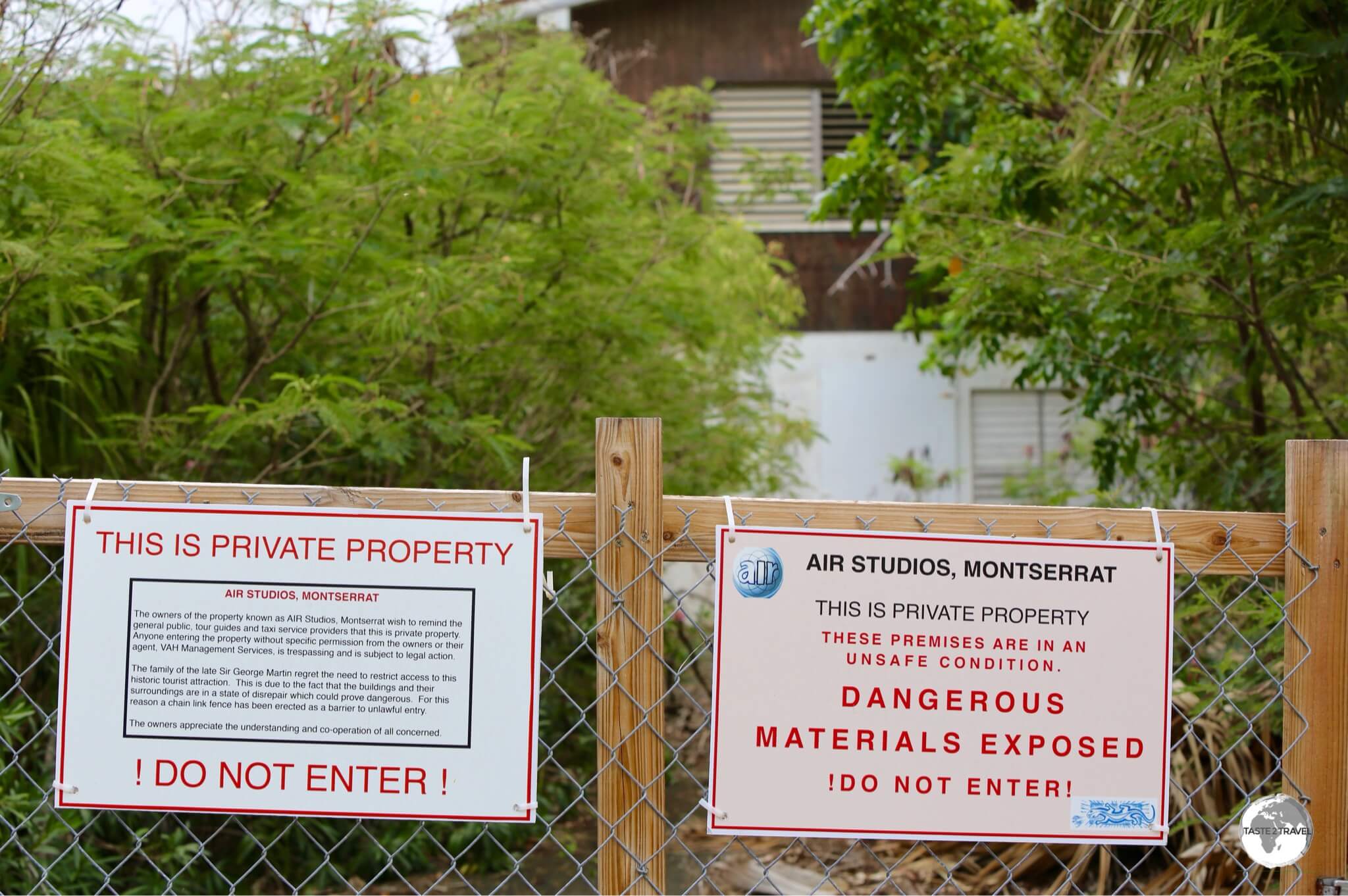 The abandoned AIR Recording Studios on Montserrat.