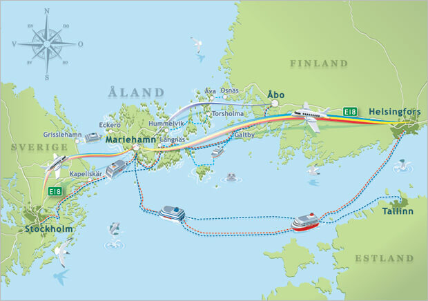 Air & sea routes to the Åland Islands. Source: VisitAland.com