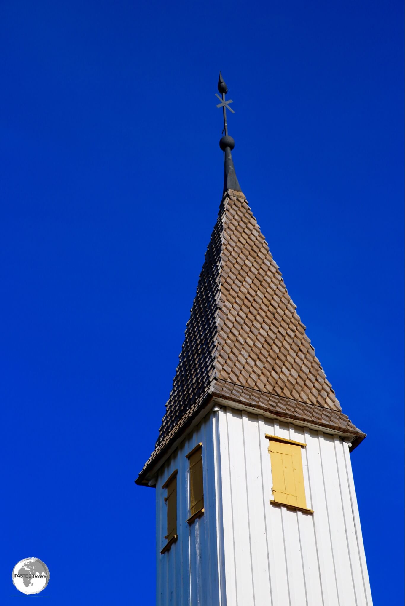 The steeple of Lumparland church, the oldest surviving wooden church in the Åland islands.