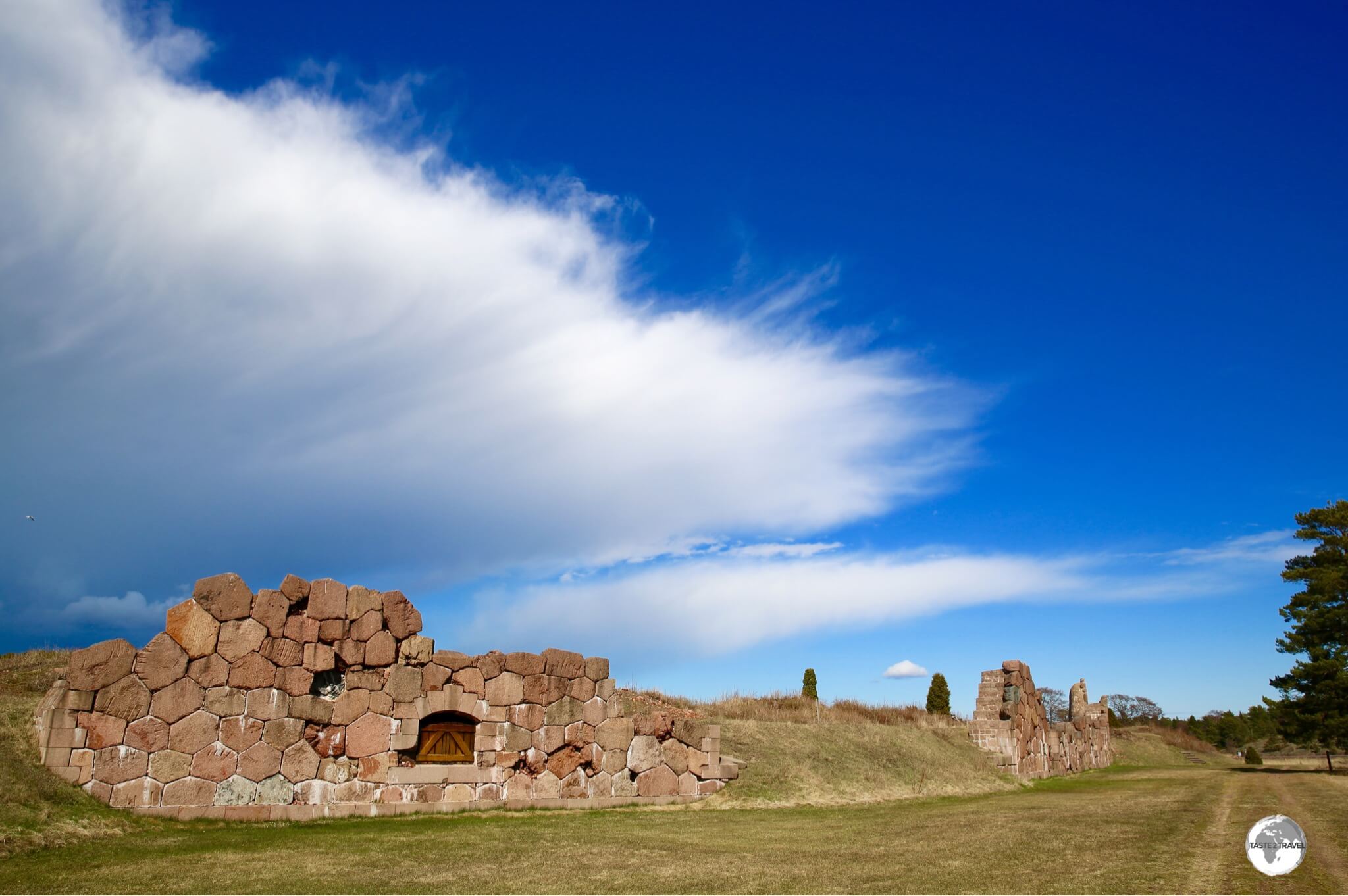 Only partial pieces of the impressive walls which once surrounded Bomarsund fortress remain in place today.