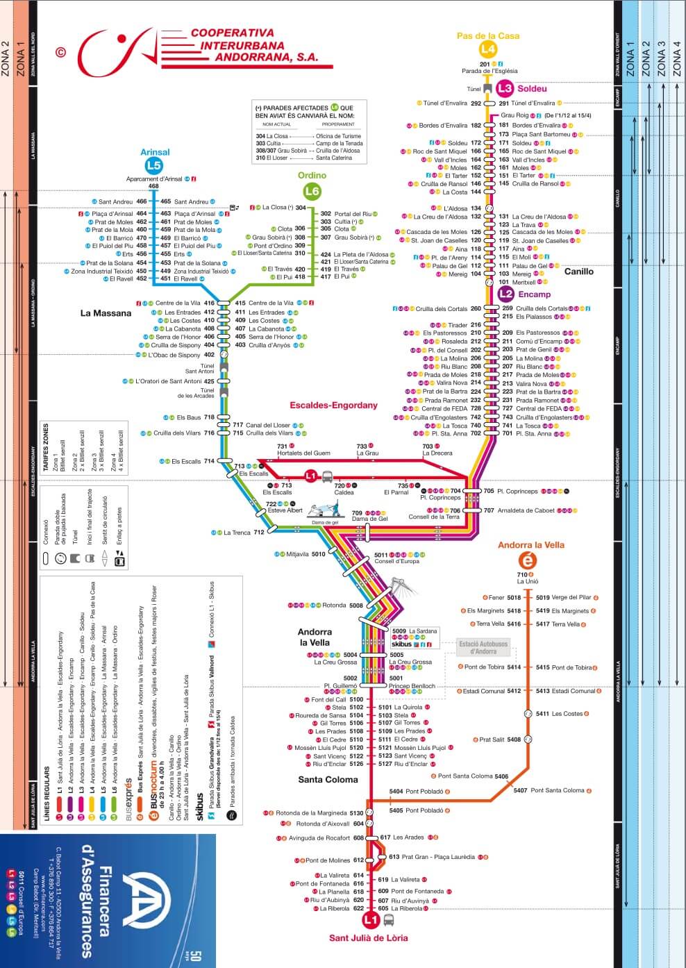 The Andorra national bus route map.