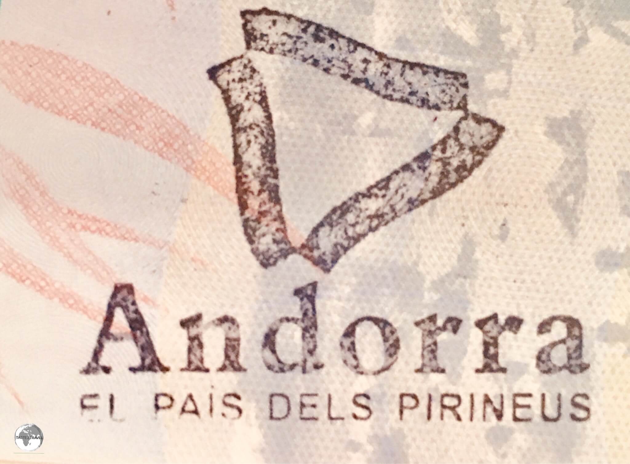 Souvenir Passport Stamp, Andorra.