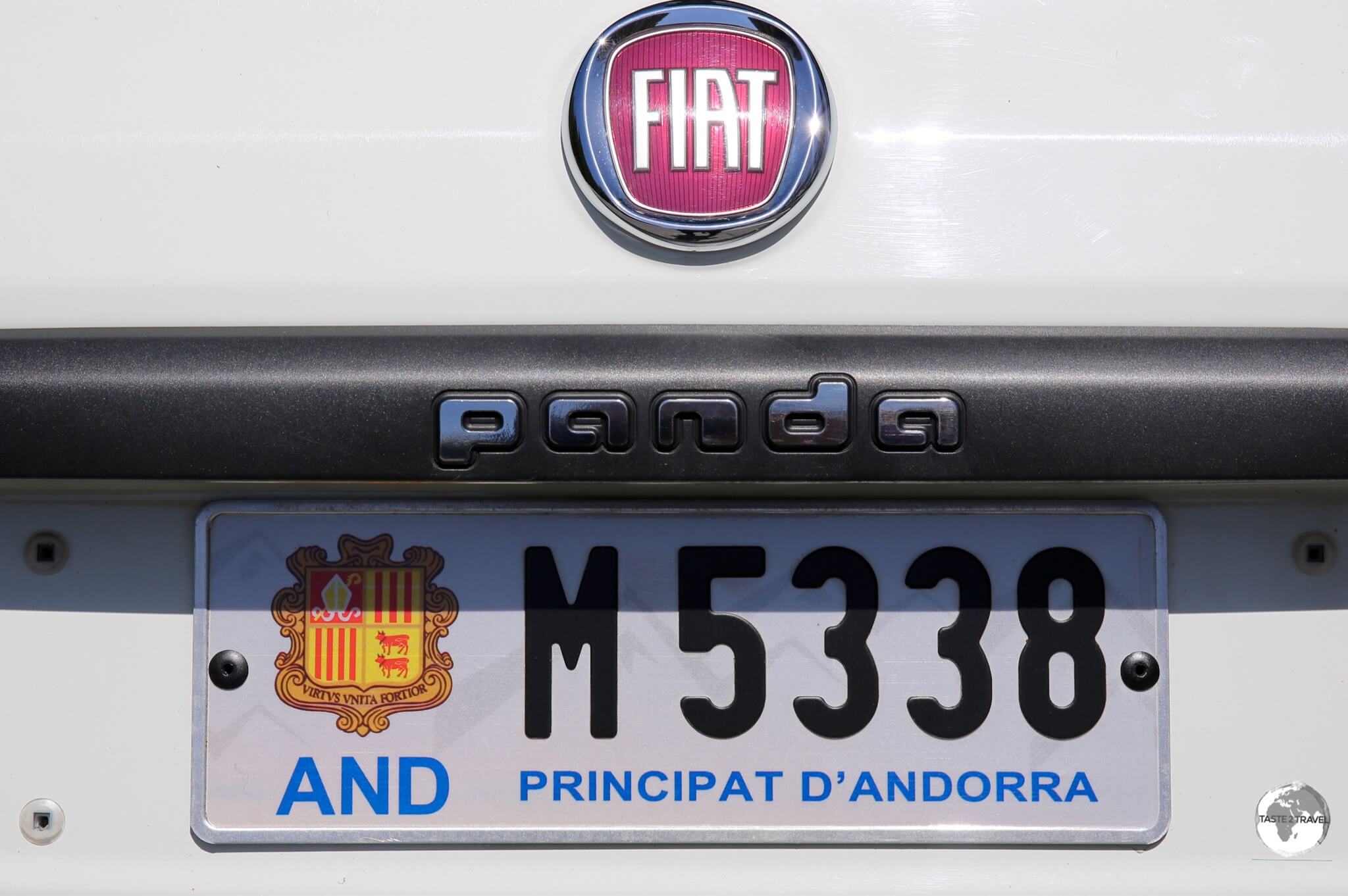 The Andorra license plate on my rental car. 