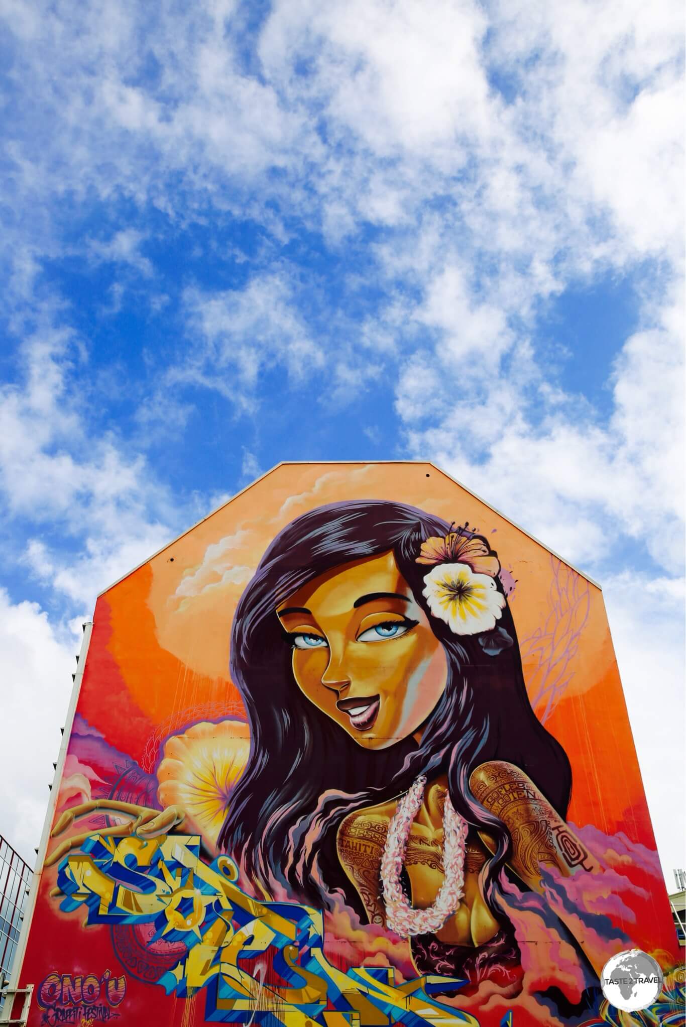 Street art adorns many buildings in downtown Papeete.