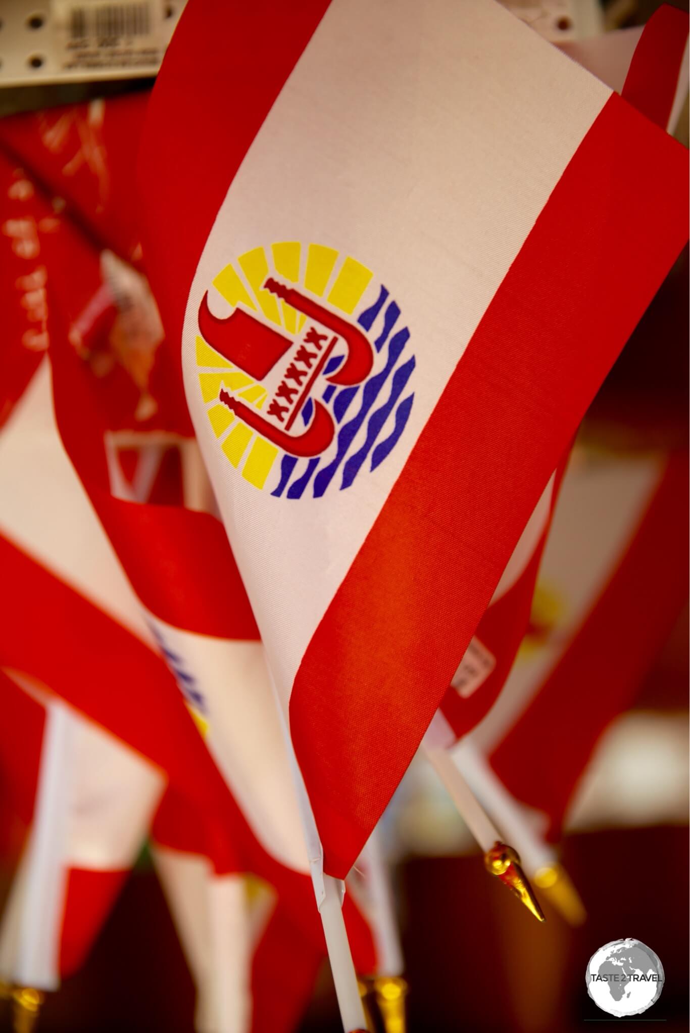 French Polynesia Travel Guide: Souvenir flags of French Polynesia on sale in Papeete.