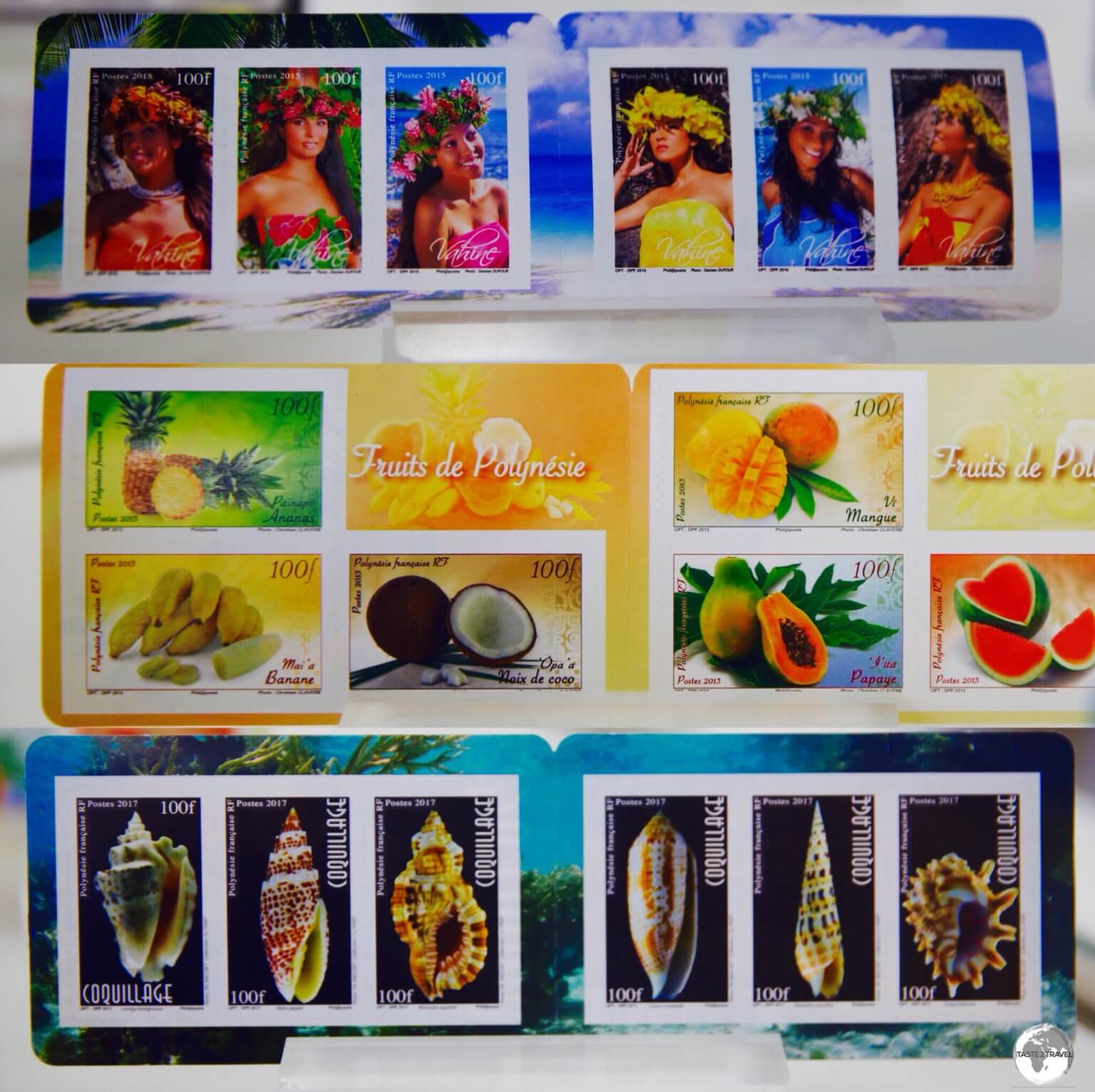 The colourful stamps of French Polynesia feature local culture, fauna and flora. 