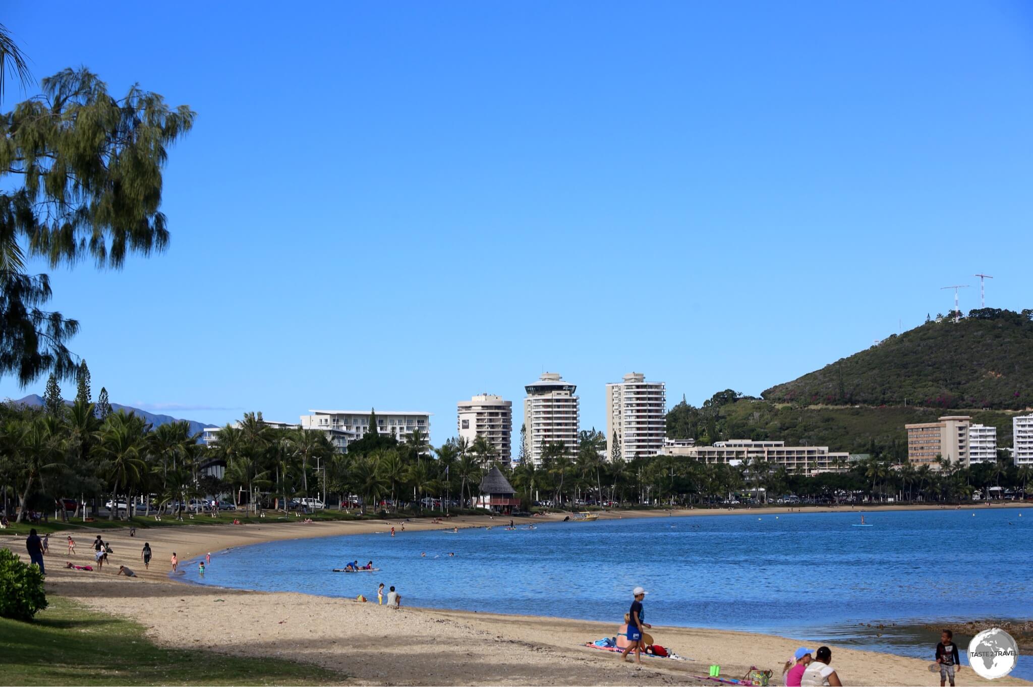 Anse Vata beach is popular with locals and tourists and is home to many hotels, restaurants and cafes.