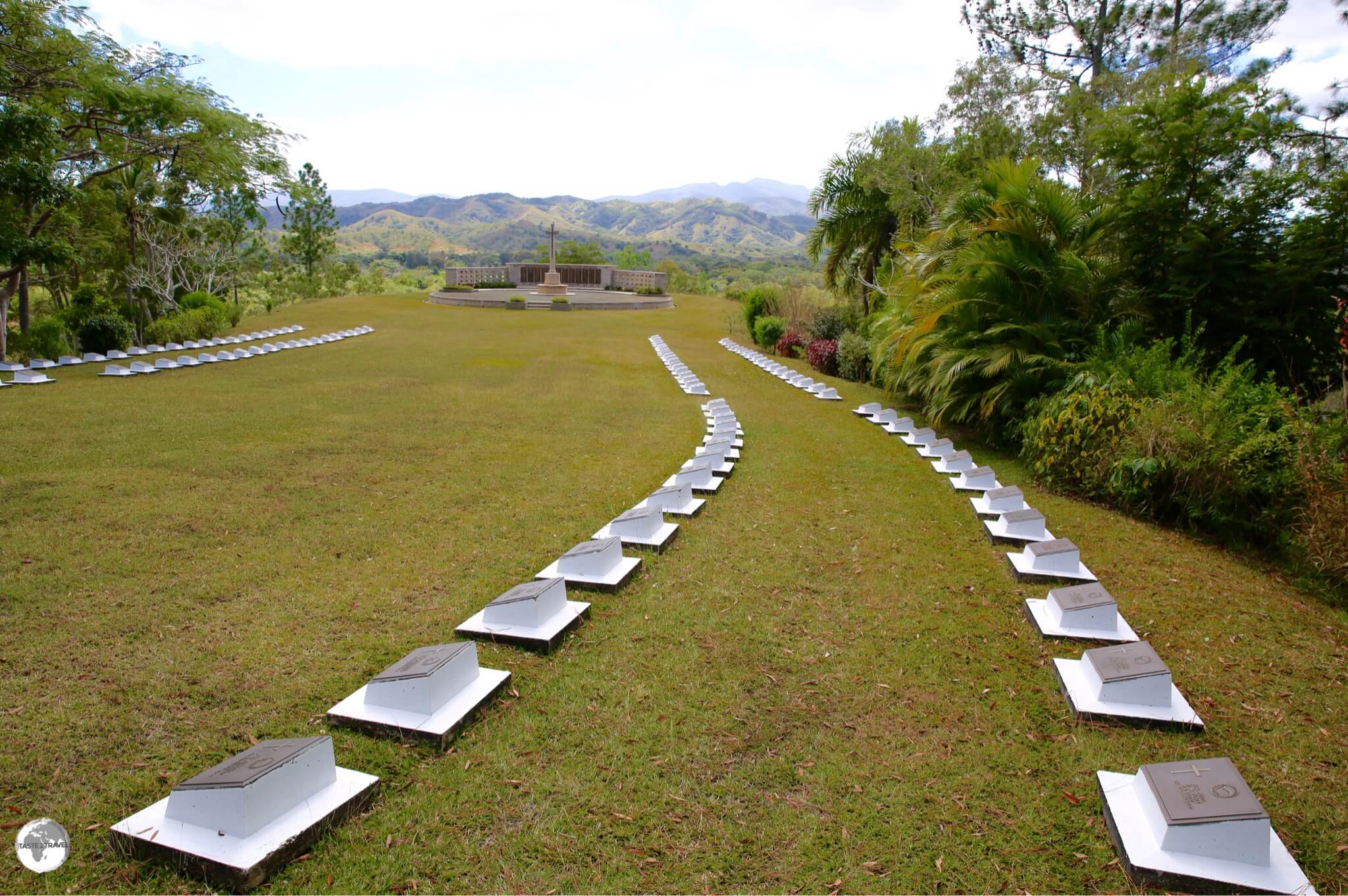 A view of the New Zealand WWII cemetery near Bourail.