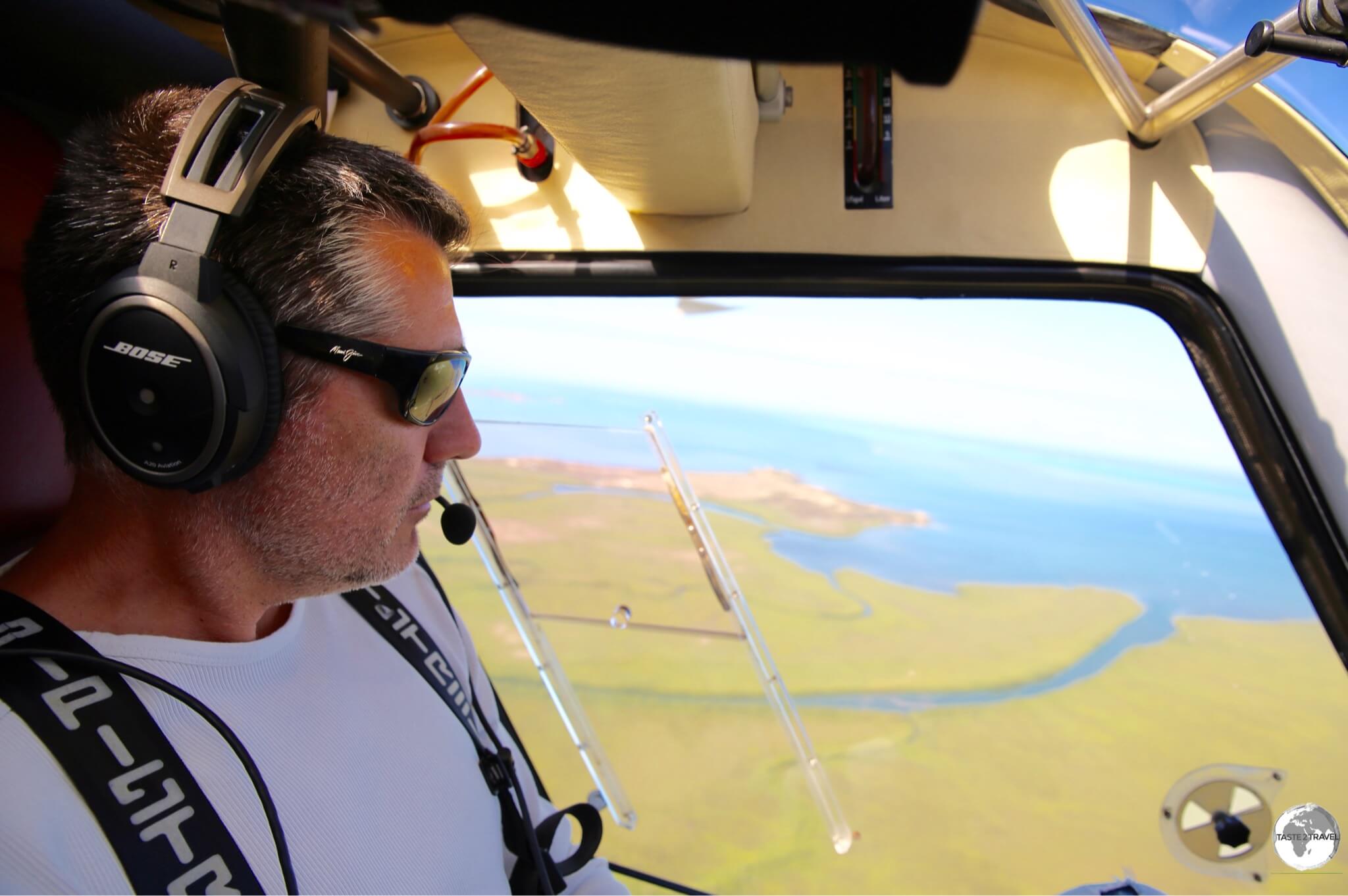 With the wonderful and very capable Captain Rudy, flying over Voh.