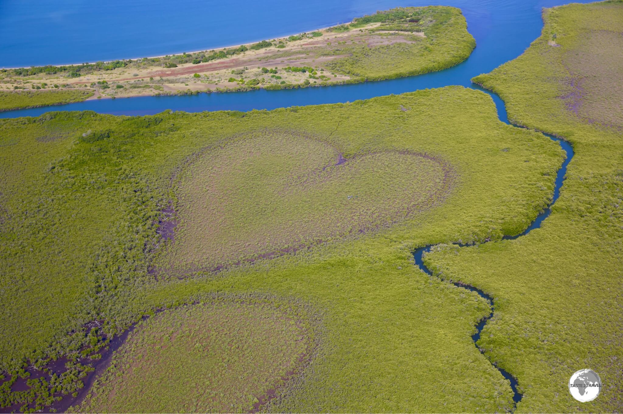 The famous Heart of Voh is a natural heart-shaped bog in the middle of a mangrove swamp.