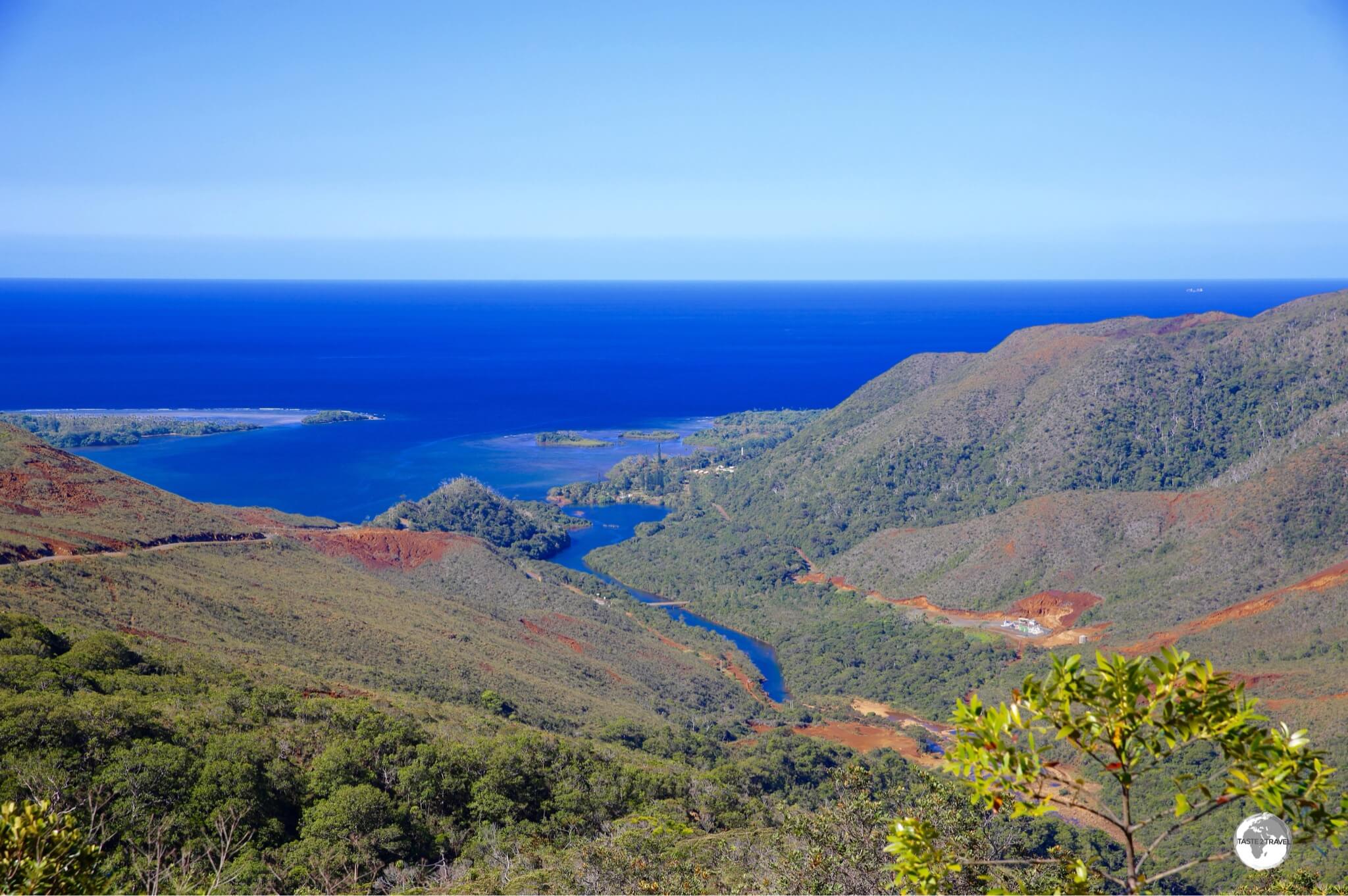 A view of the east coast from the mountains above Yate village.