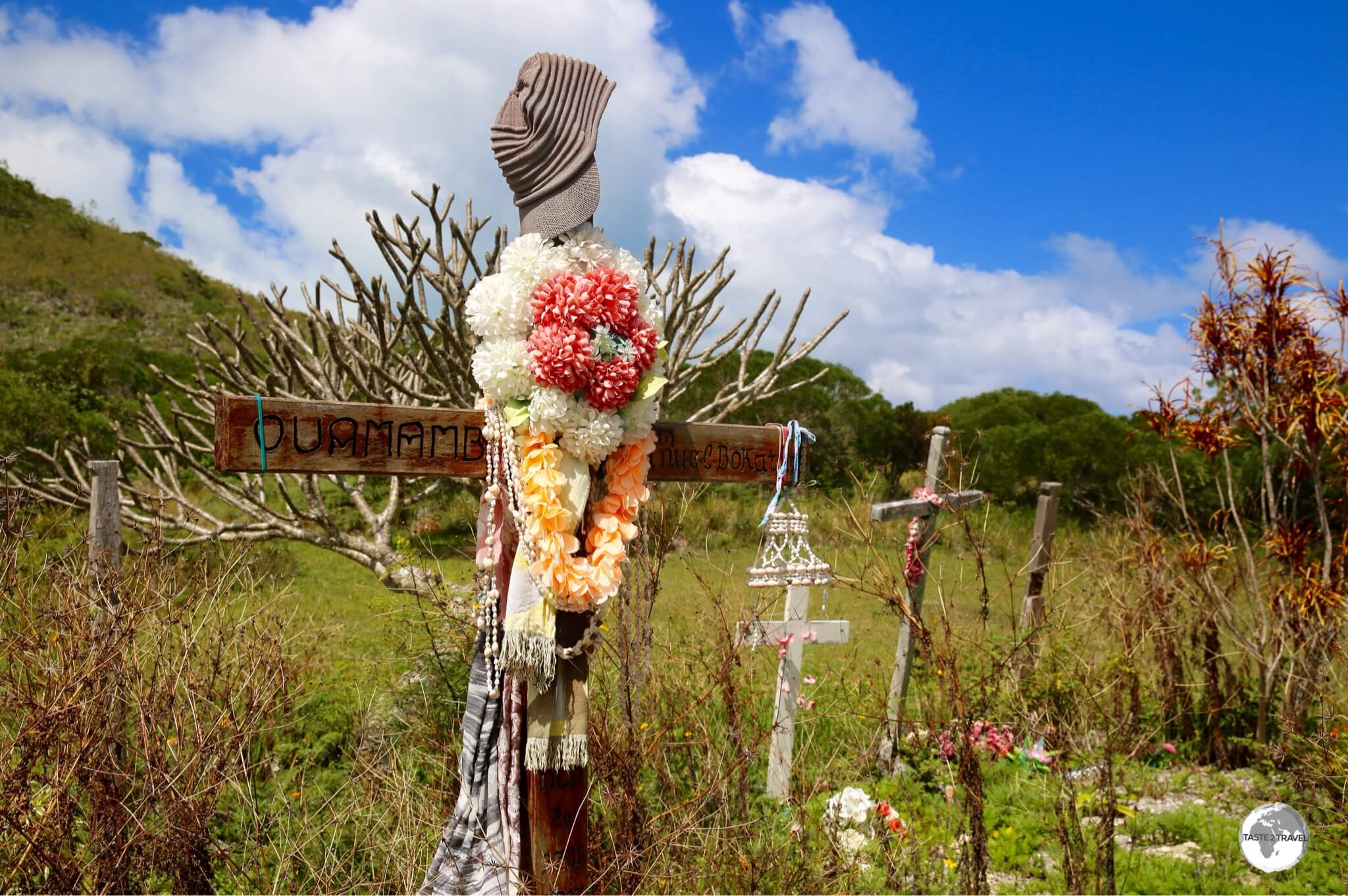 A roadside Kanak cemetery on the Isle of Pines.