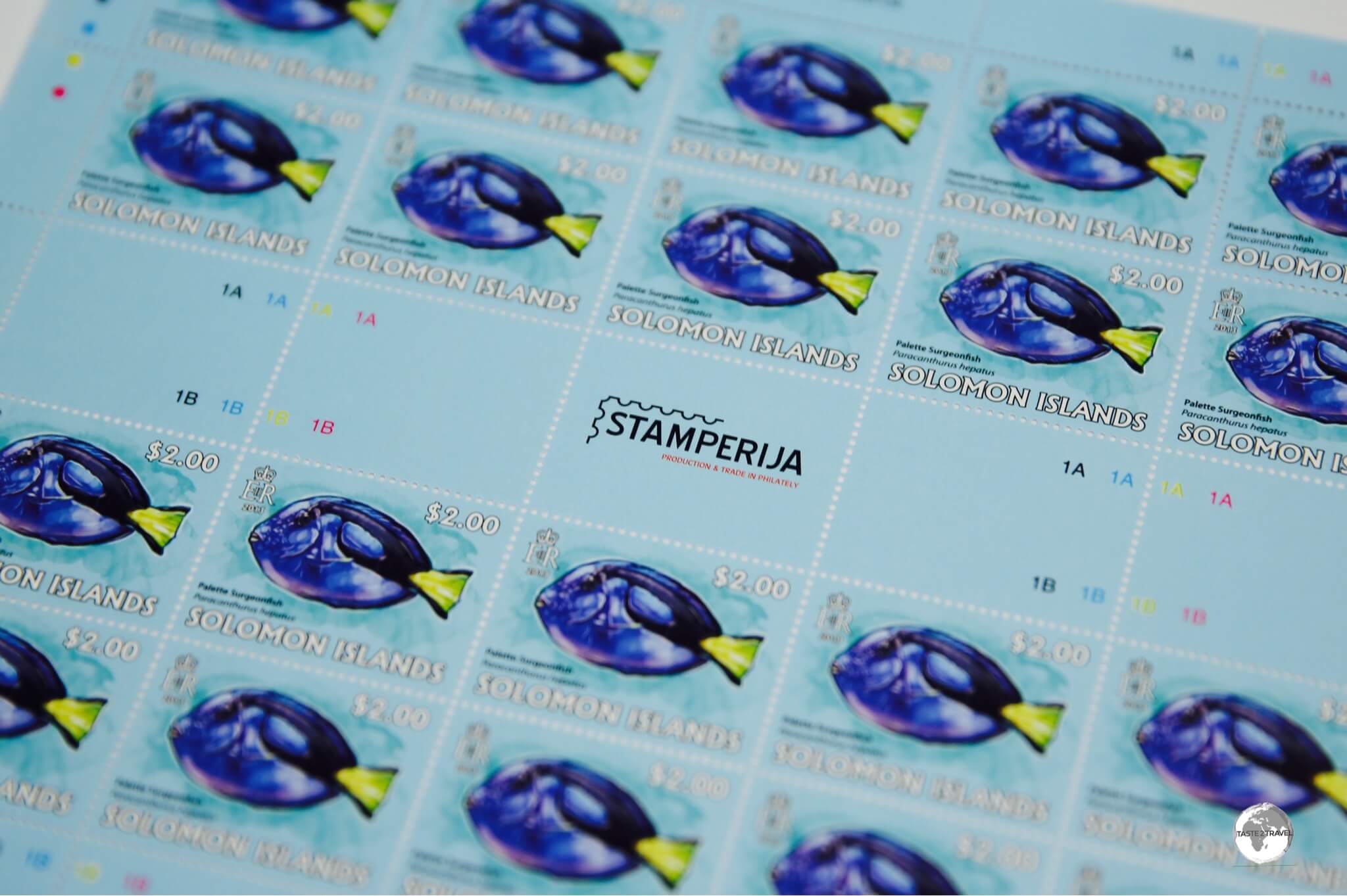 The stamps of the Solomon Islands often feature local marine life. 