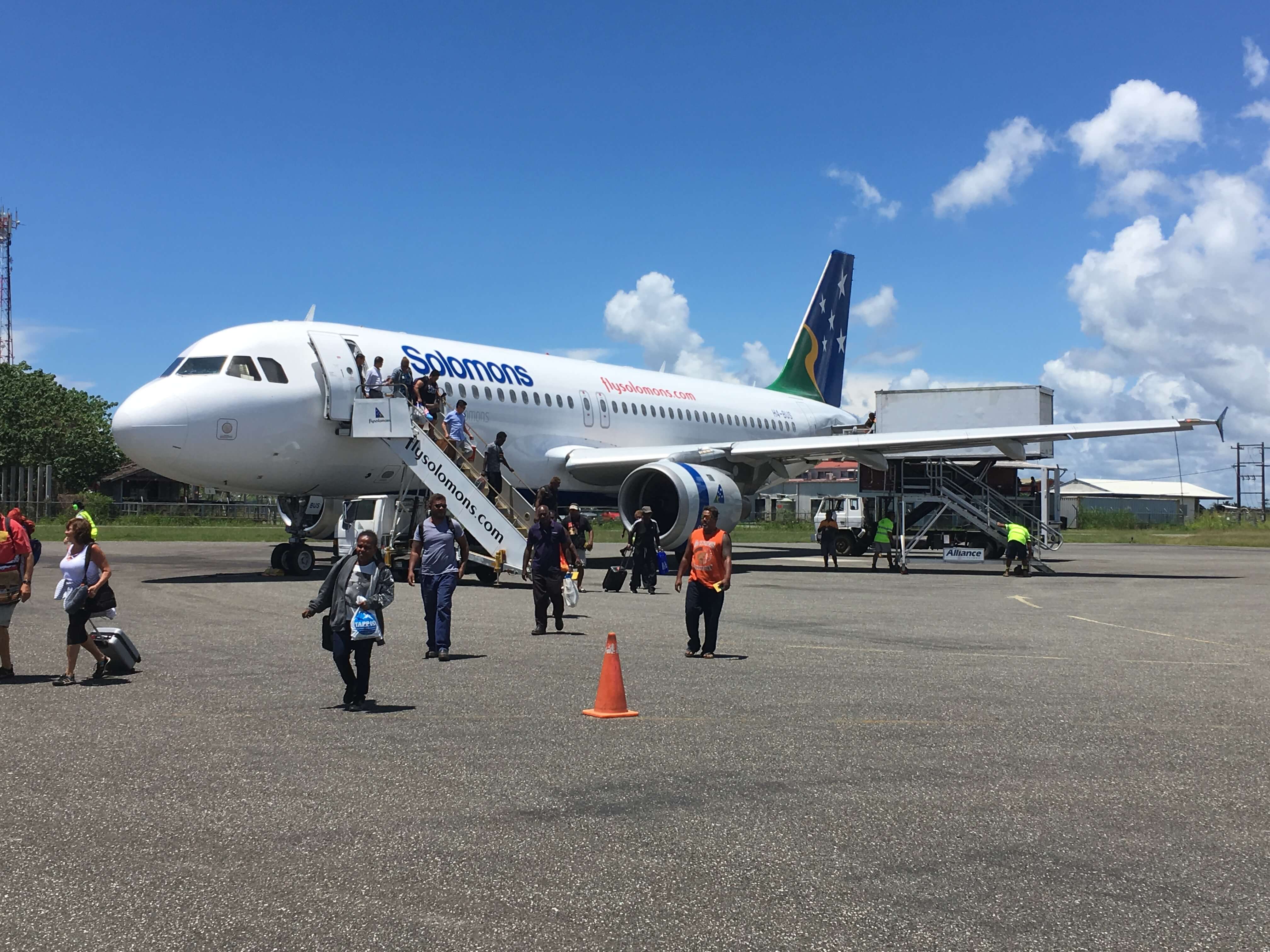 Solomon Airlines' sole international jet, its Airbus A320.