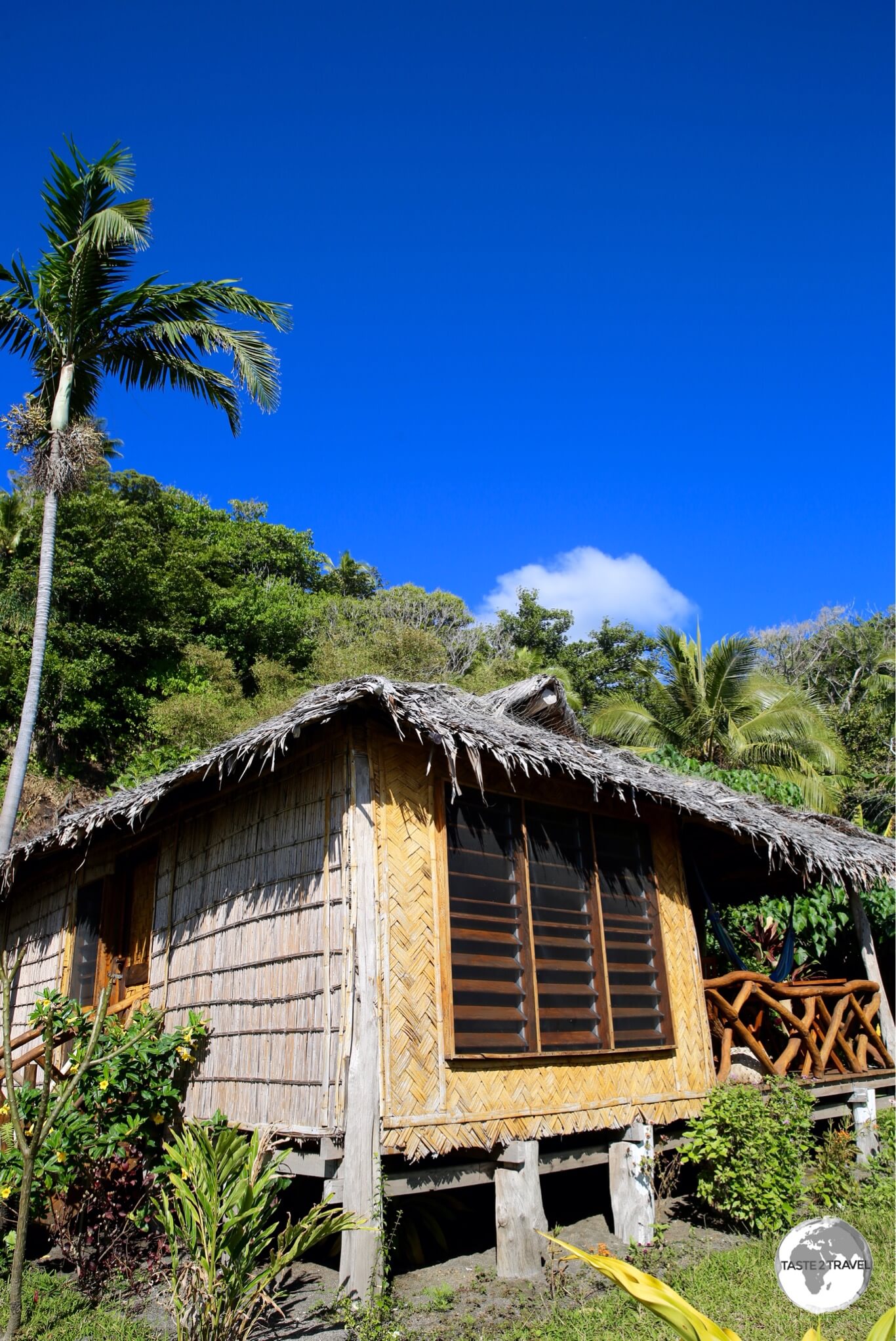 My bungalow at the very remote Friendly Beach Resort.