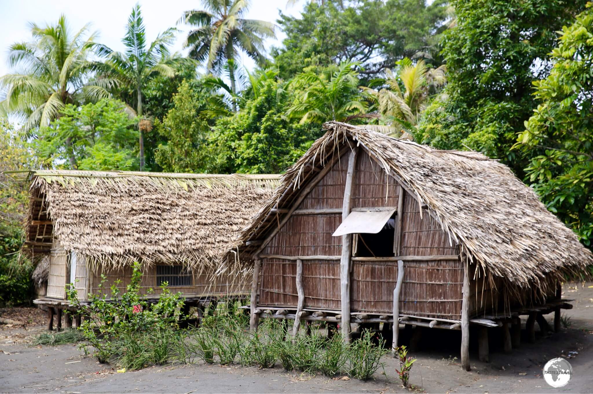 Traditional village housing on Tanna island.